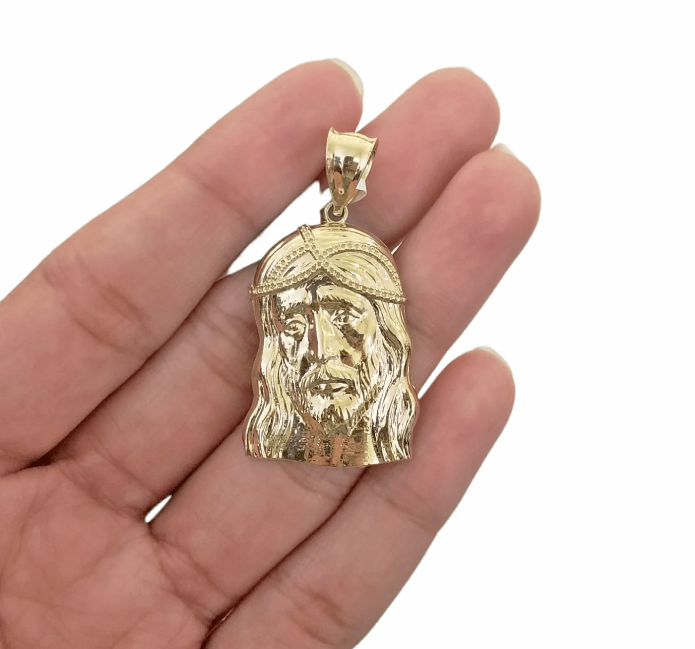 Real 10K Yellow Gold Jesus Head Pendent Charm 1" Inch Jesus Face 10kt - Image 5