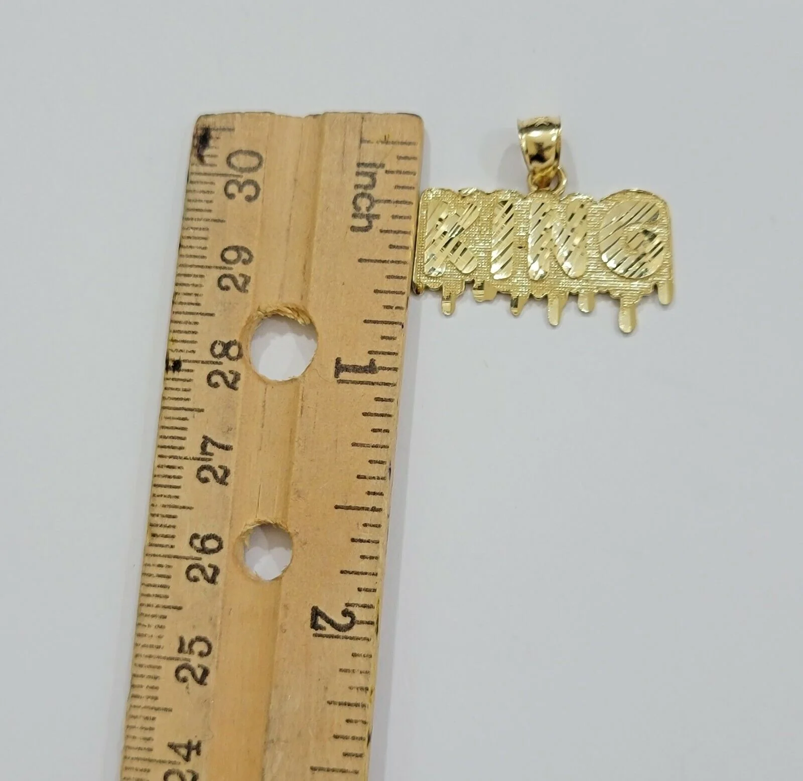 Real 10k Yellow gold King Pendant charm Drip diamond cut for Men 10kt gold - Image 4