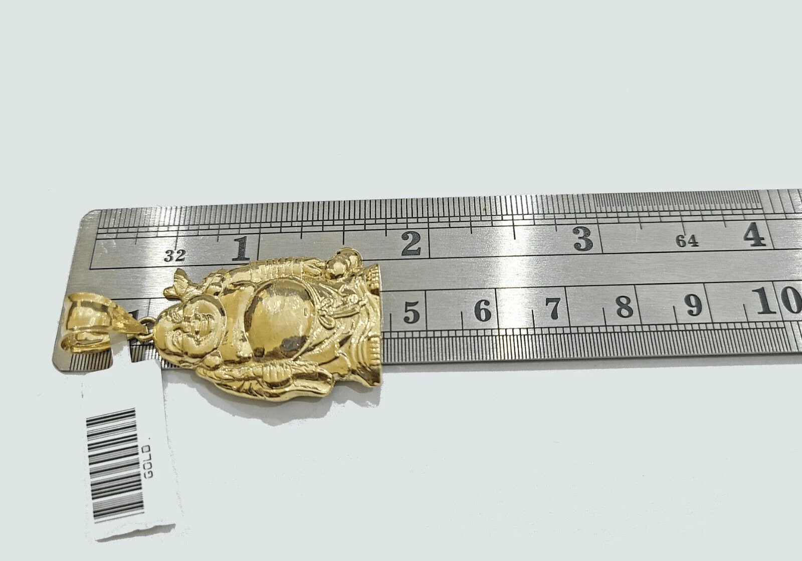 Real 10k Yellow Gold  Laughing Buddha Charm 1.5''inches  Pendant 10kt for Chain - Image 4