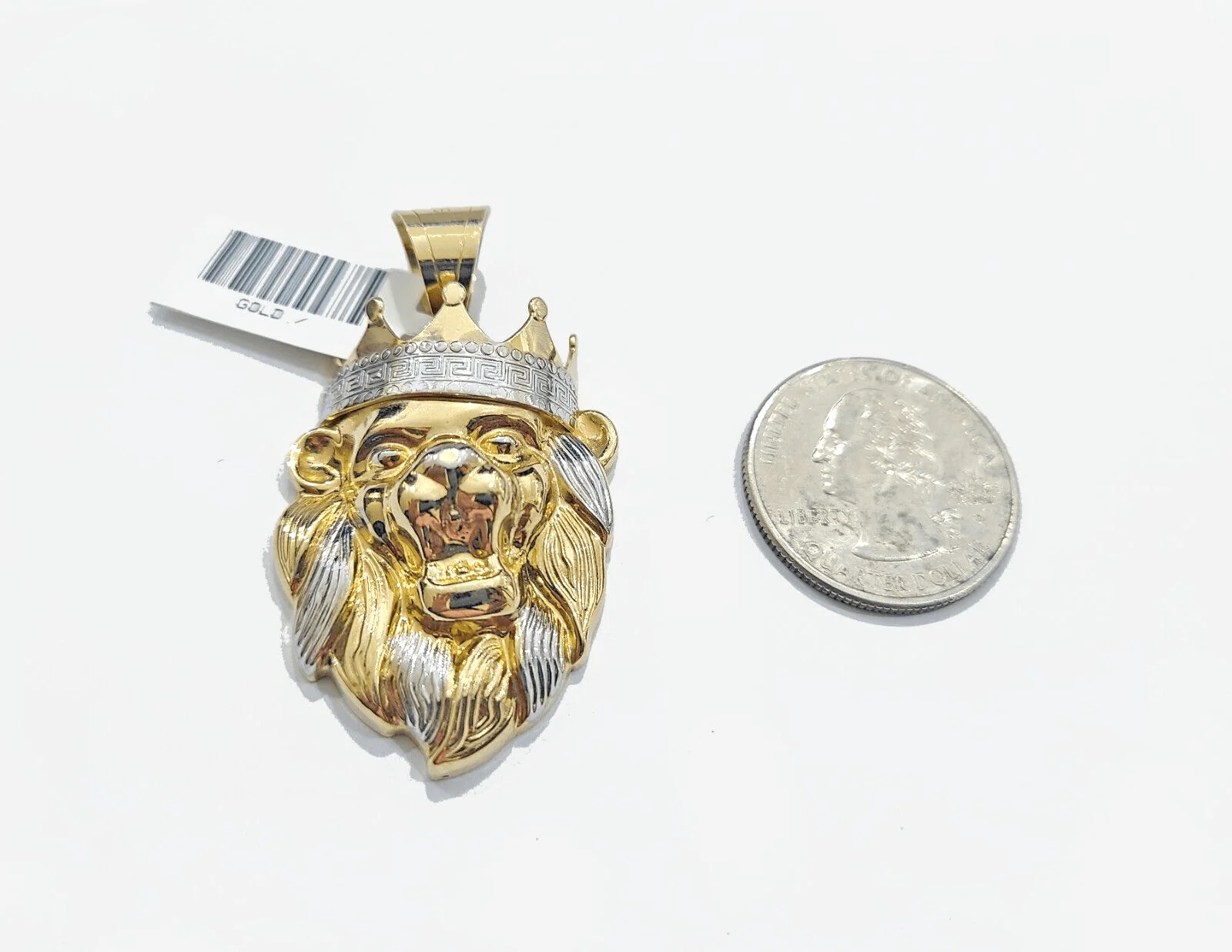 Real 10k Yellow Gold Lion Head Crown Charm Pendant 10kt for Chain - Image 3