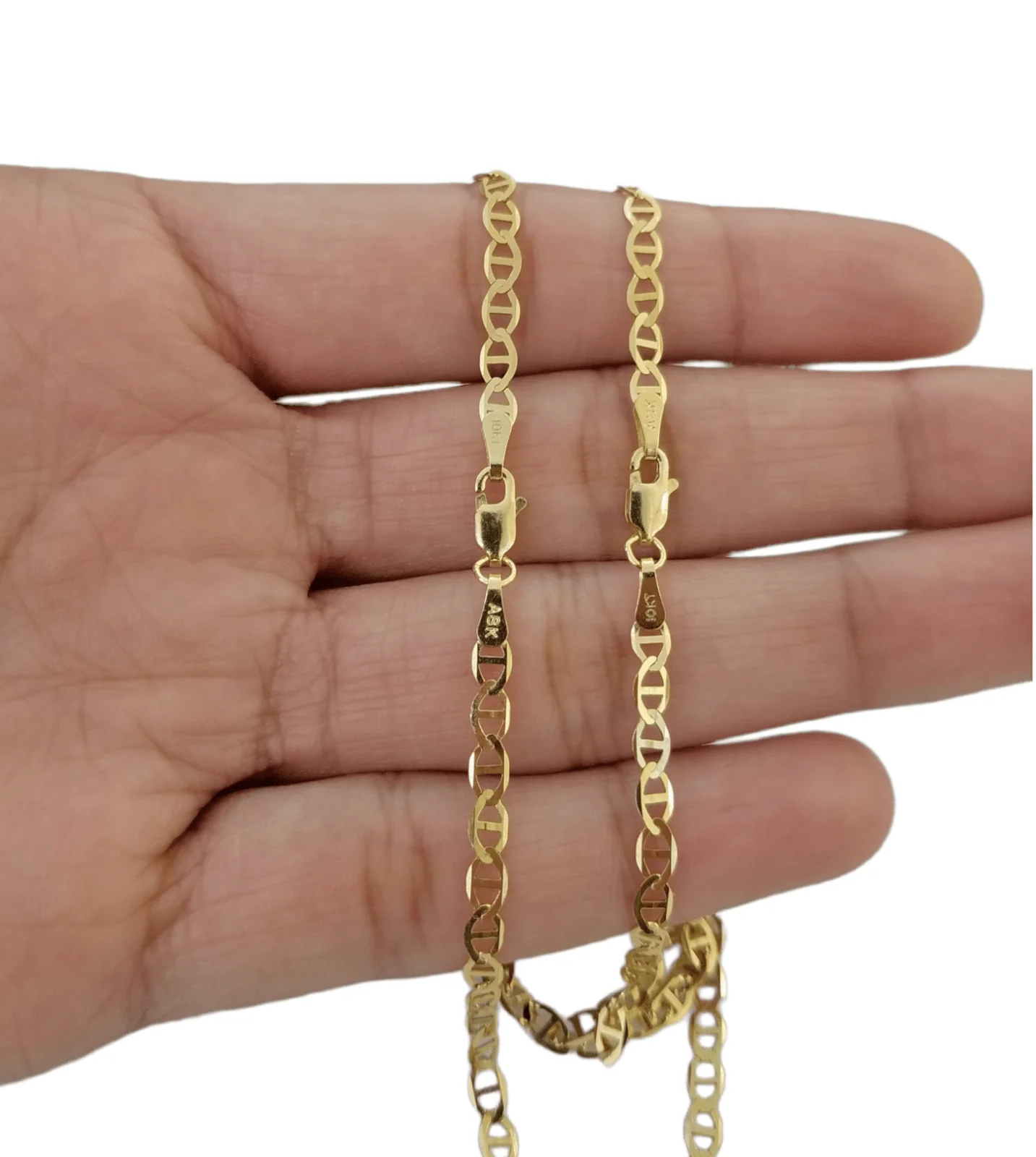 Real 10k Yellow Gold Mariner Anchor Link Chain 3mm Necklace 18" Inch - Image 2