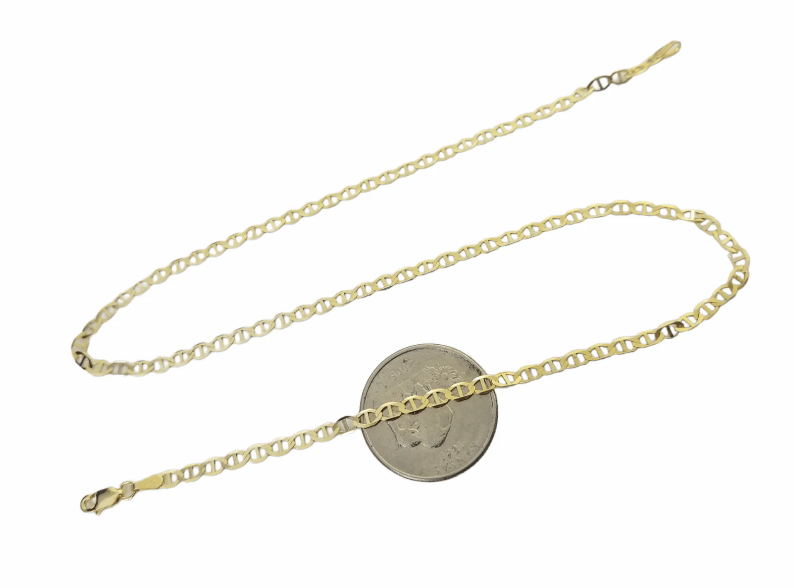 Real 10k Yellow Gold Mariner Anchor Link Chain 3mm Necklace 18" Inch - Image 3