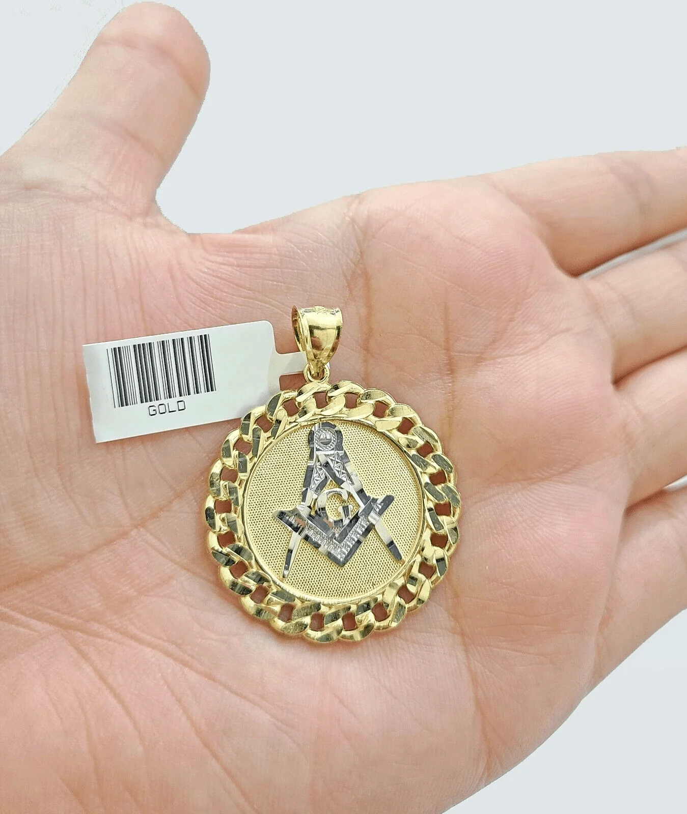 Real 10k Yellow Gold  Masonic Charm 1.5'' inches  Pendant 10kt for Chain