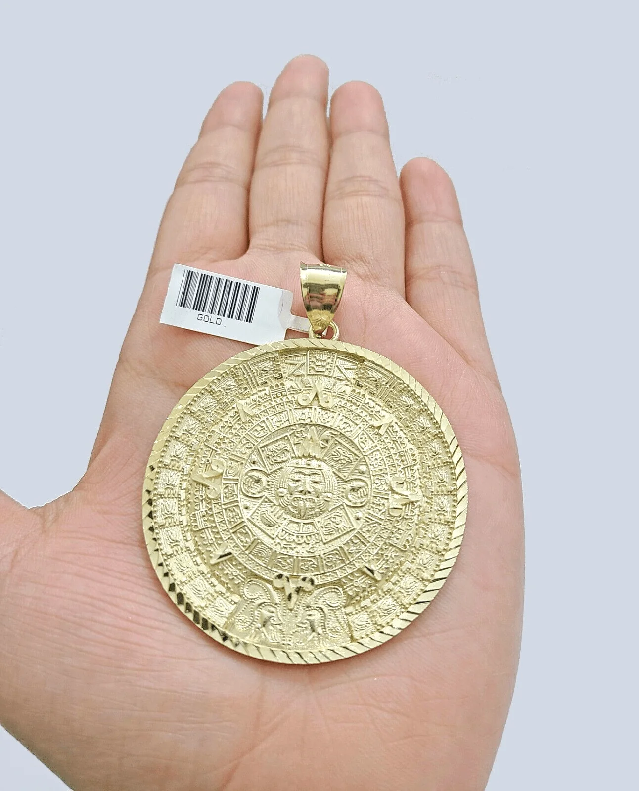 Real 10k Yellow Gold Mayan Calendar Charm Pendant 10kt for Chain