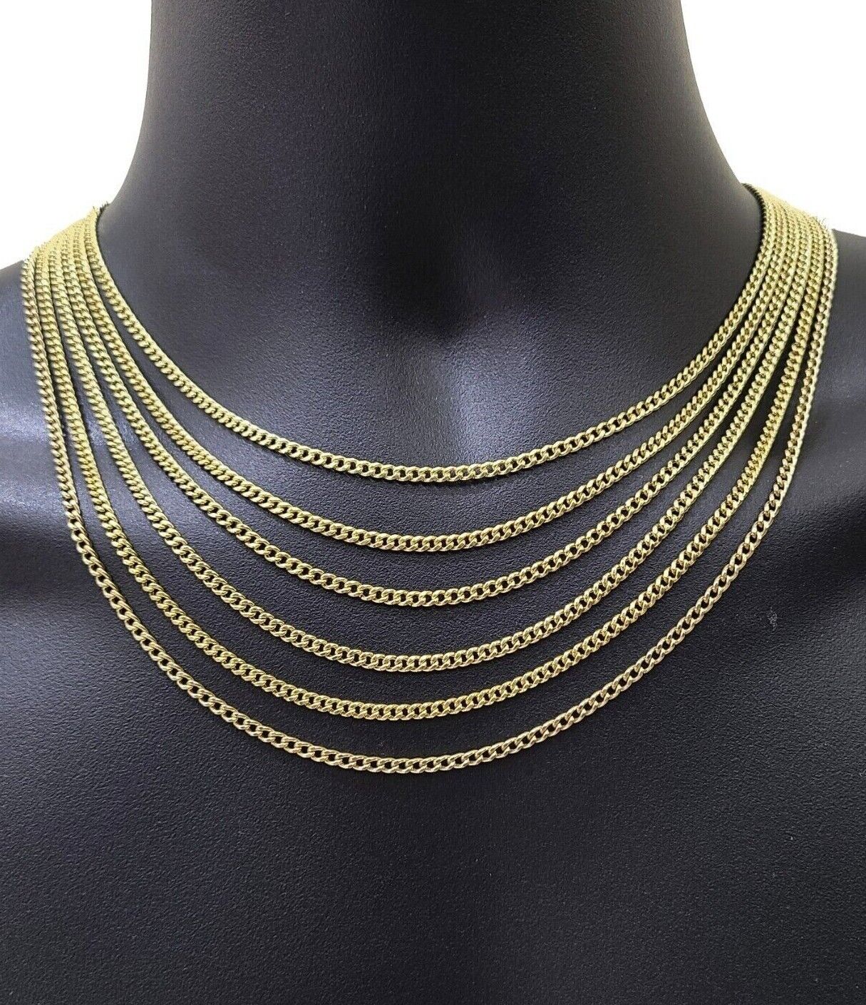 Real 10K Yellow Gold Miami Cuban Chain 4mm Necklace  18-24" Inches Lobster 10kt