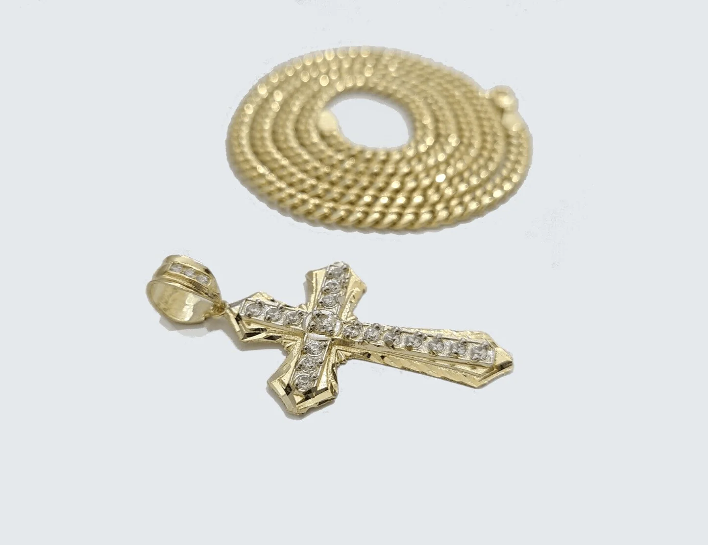 Real 10k Yellow Gold Miami Cuban Chain 5mm 26" inch Necklace Jesus Cross Charm - Image 5
