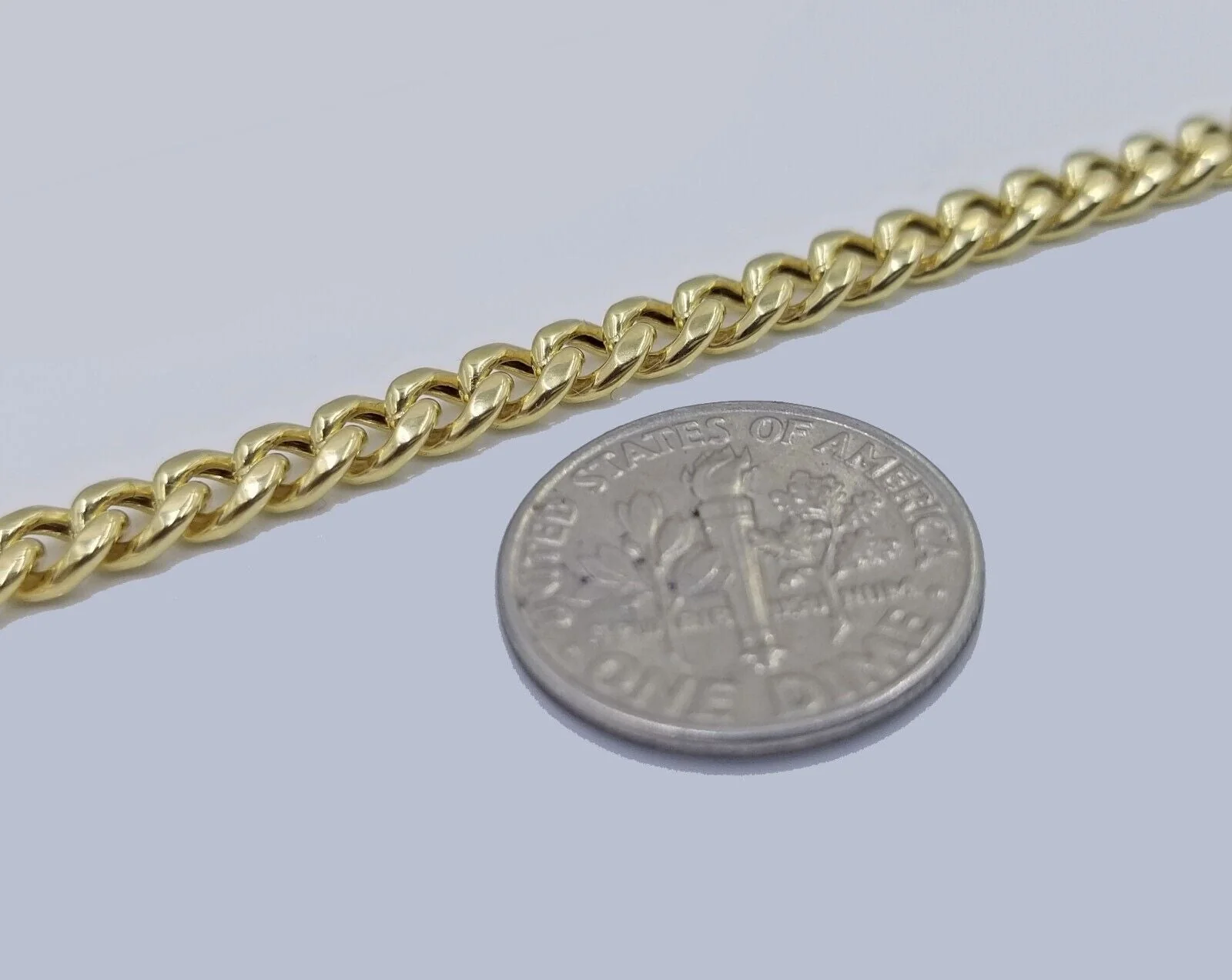 Real 10k Yellow Gold Miami Cuban Link 4mm Bracelet 8" Men  Women  10kt - Image 4