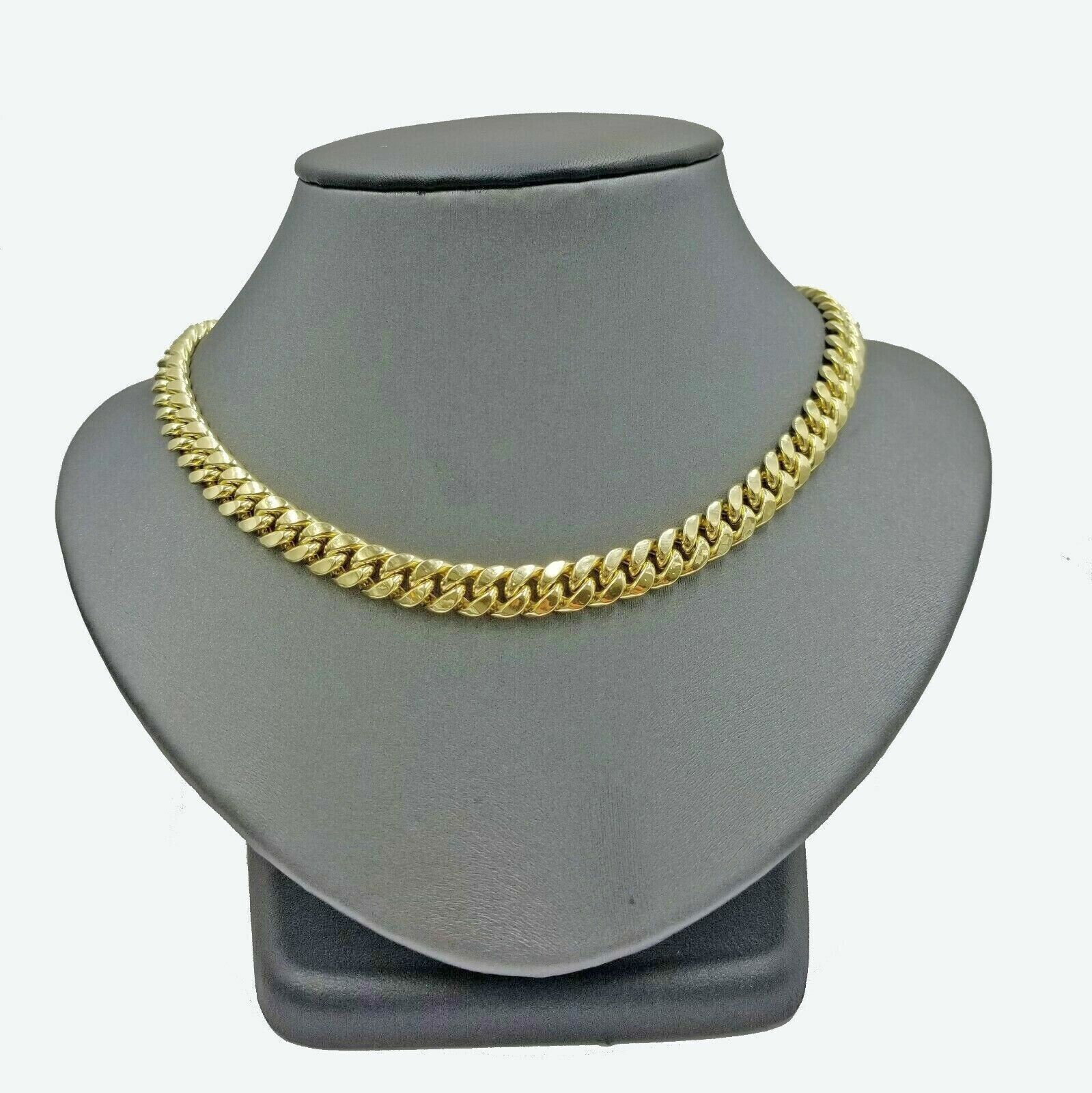 Real 10K Yellow Gold Miami Cuban Link Chain 8mm 22" Box Lock Necklace Men Women - Image 2