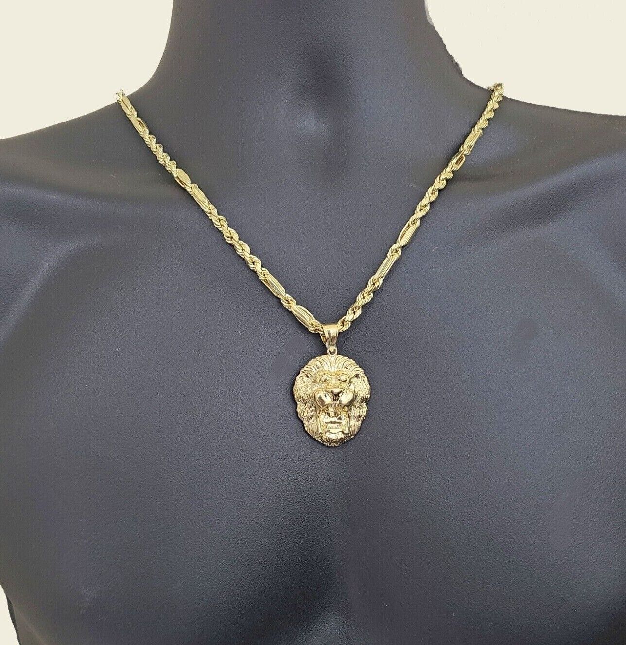 Real 10k Yellow Gold Milano Rope Chain 26''  Necklace Lion Head charm pendant - Image 5