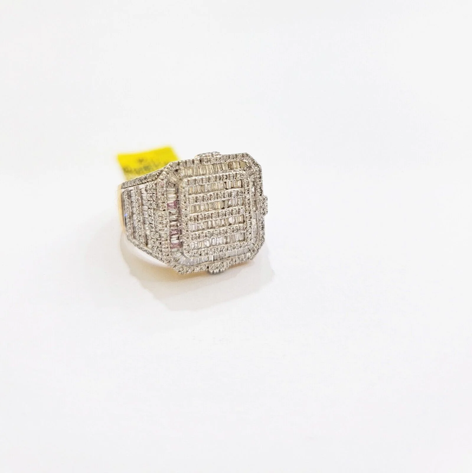 Real 10k Yellow Gold Natural Diamond Men Ring Round Baguette Dia Style Free Ship All Sizes