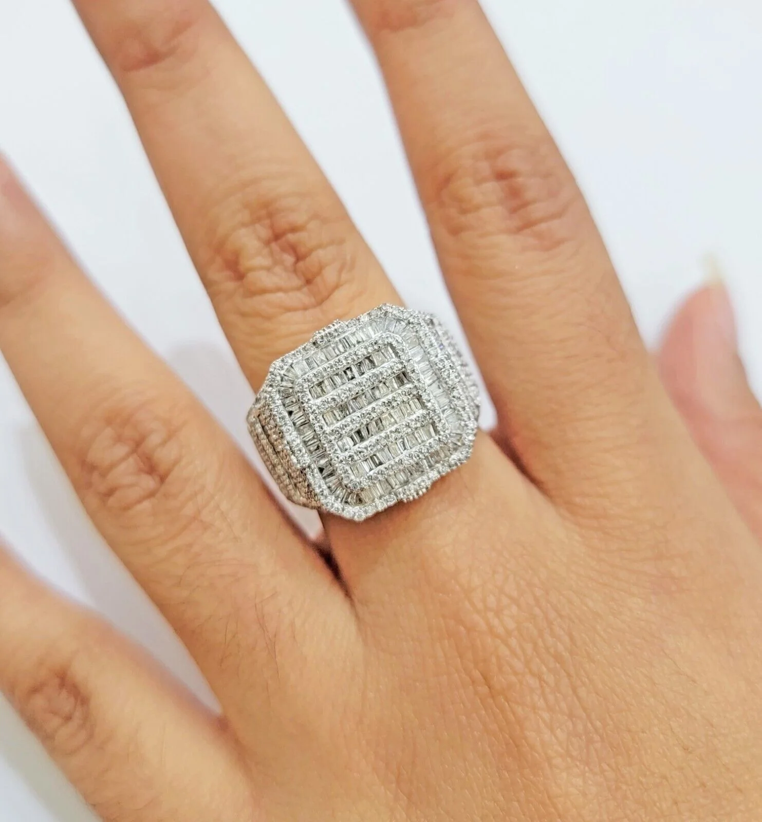 Real 10k Yellow Gold Natural Diamond Men Ring Round Baguette Dia Style Free Ship All Sizes - Image 6