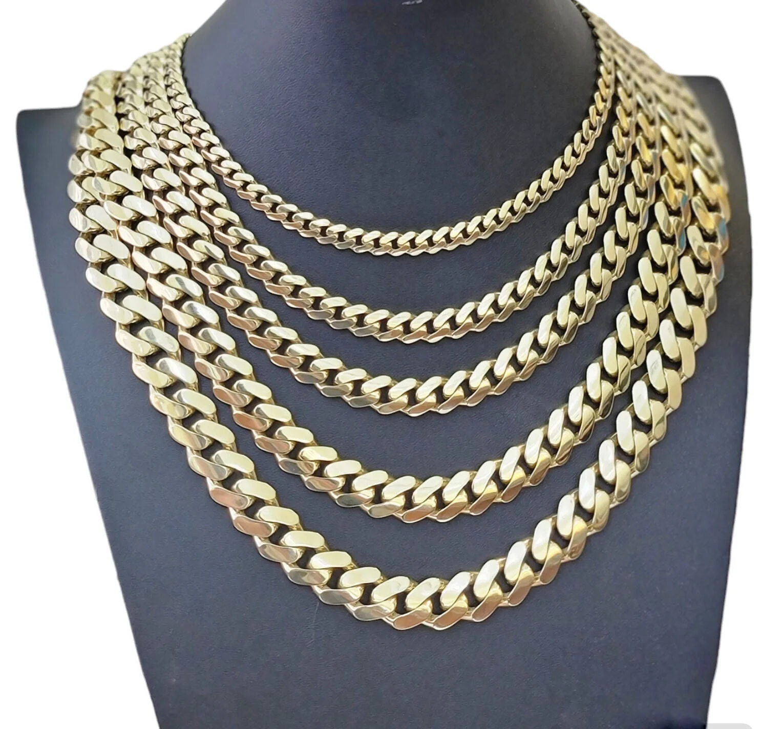 Real 10k Yellow Gold Necklace Link Chain Royal Cuban 7mm- 15mm 20 22 24 26 Inch - Image 5