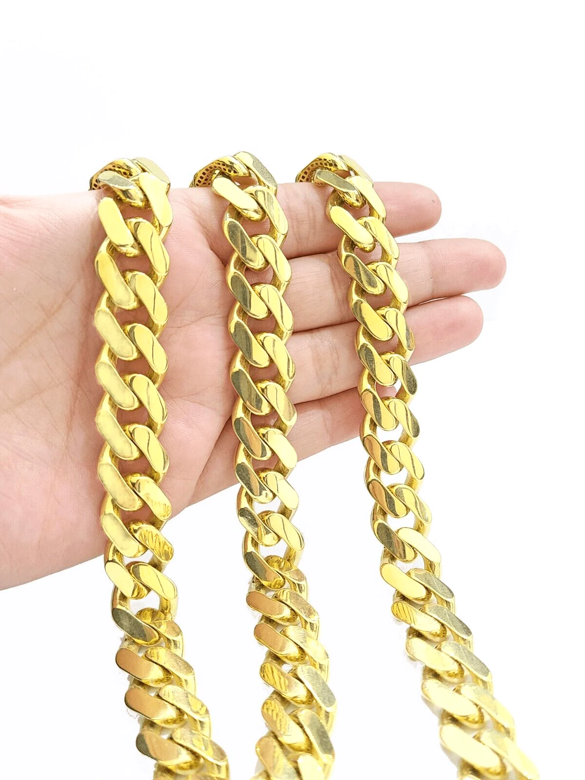 Real 10k Yellow Gold Necklace Monaco Chain 15mm 30" inch 10kt Unisex Chain - Image 4