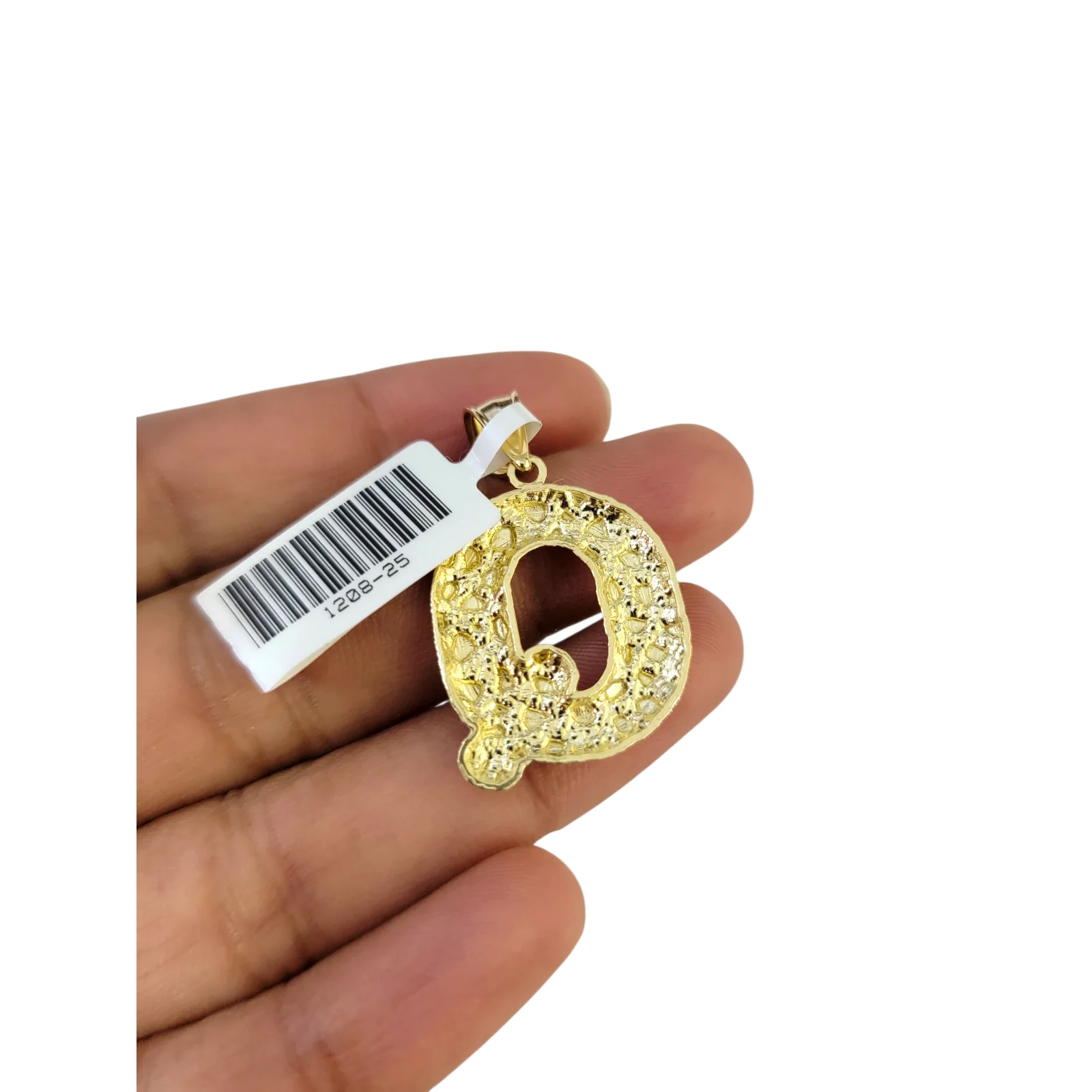 Real 10k Yellow Gold Nugget Q Initial Alphabet Charm Pendant 10KT - Image 4