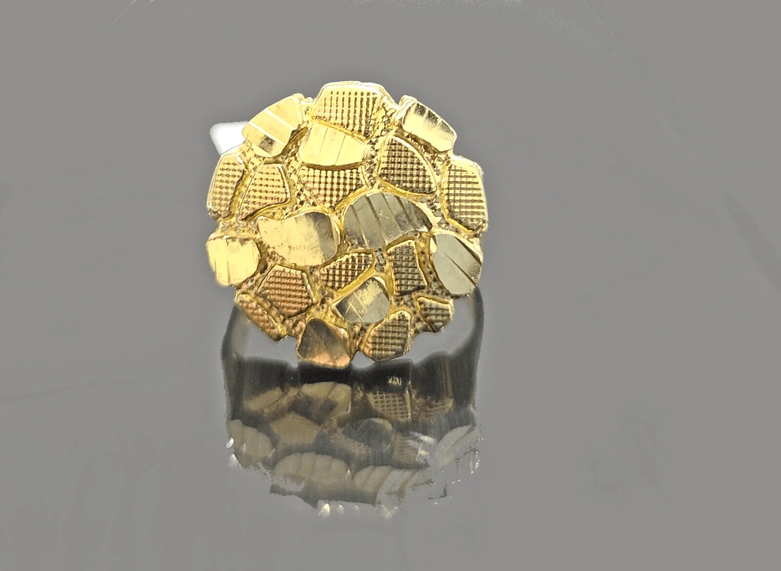 Real 10k Yellow Gold Nugget Ring Band Ring Sizes 6,7,8,9,10,11 & 12