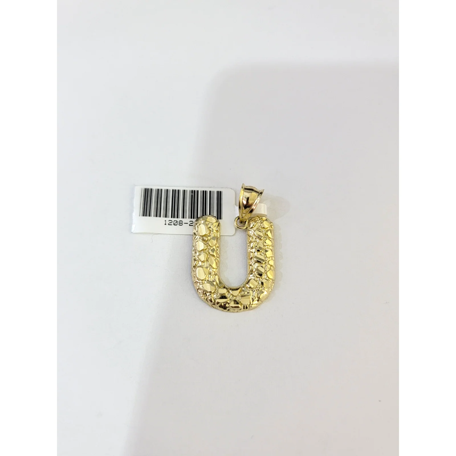 Real 10k Yellow Gold Nugget U Initial Alphabet Charm Pendant 10KT