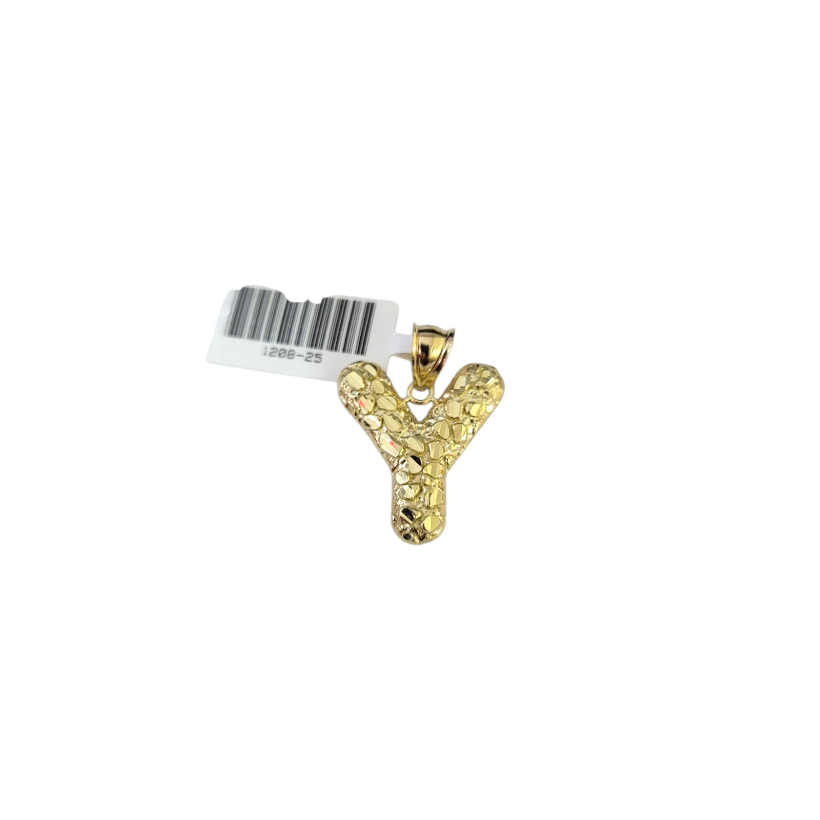 Real 10k Yellow Gold Nugget Y Initial Alphabet Charm Pendant 10KT