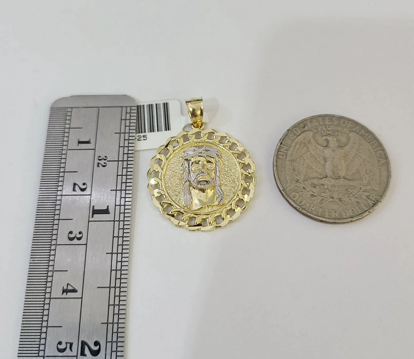 REAL 10k Yellow Gold Palm Chain Jesus Head Pendant Charm 3mm Necklace - Image 5