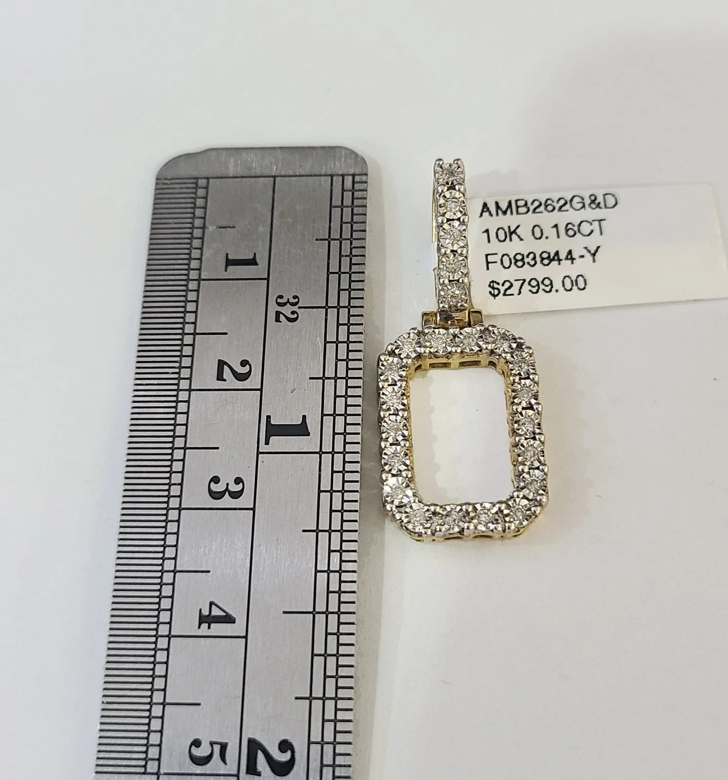 REAL 10k Yellow Gold Palm Chain O Diamond Initial Pendant Charm 3mm SET Necklace - Image 3
