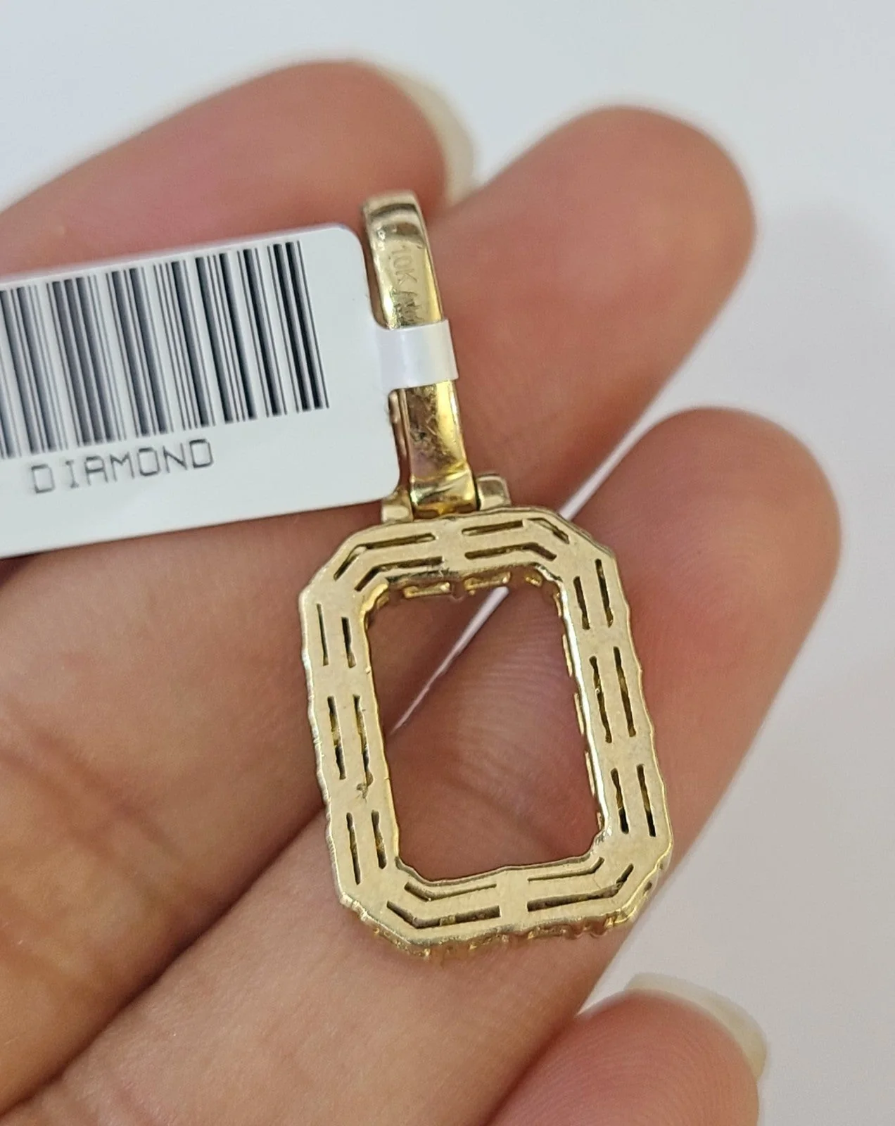 REAL 10k Yellow Gold Palm Chain O Diamond Initial Pendant Charm 3mm SET Necklace - Image 7