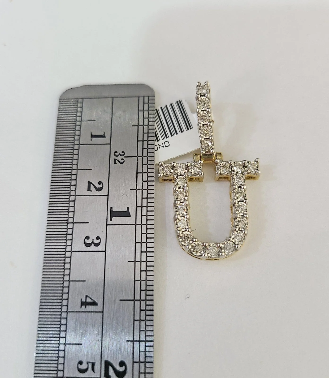 REAL 10k Yellow Gold Palm Chain U Diamond Initial Pendant Charm 3mm SET Necklace - Image 6