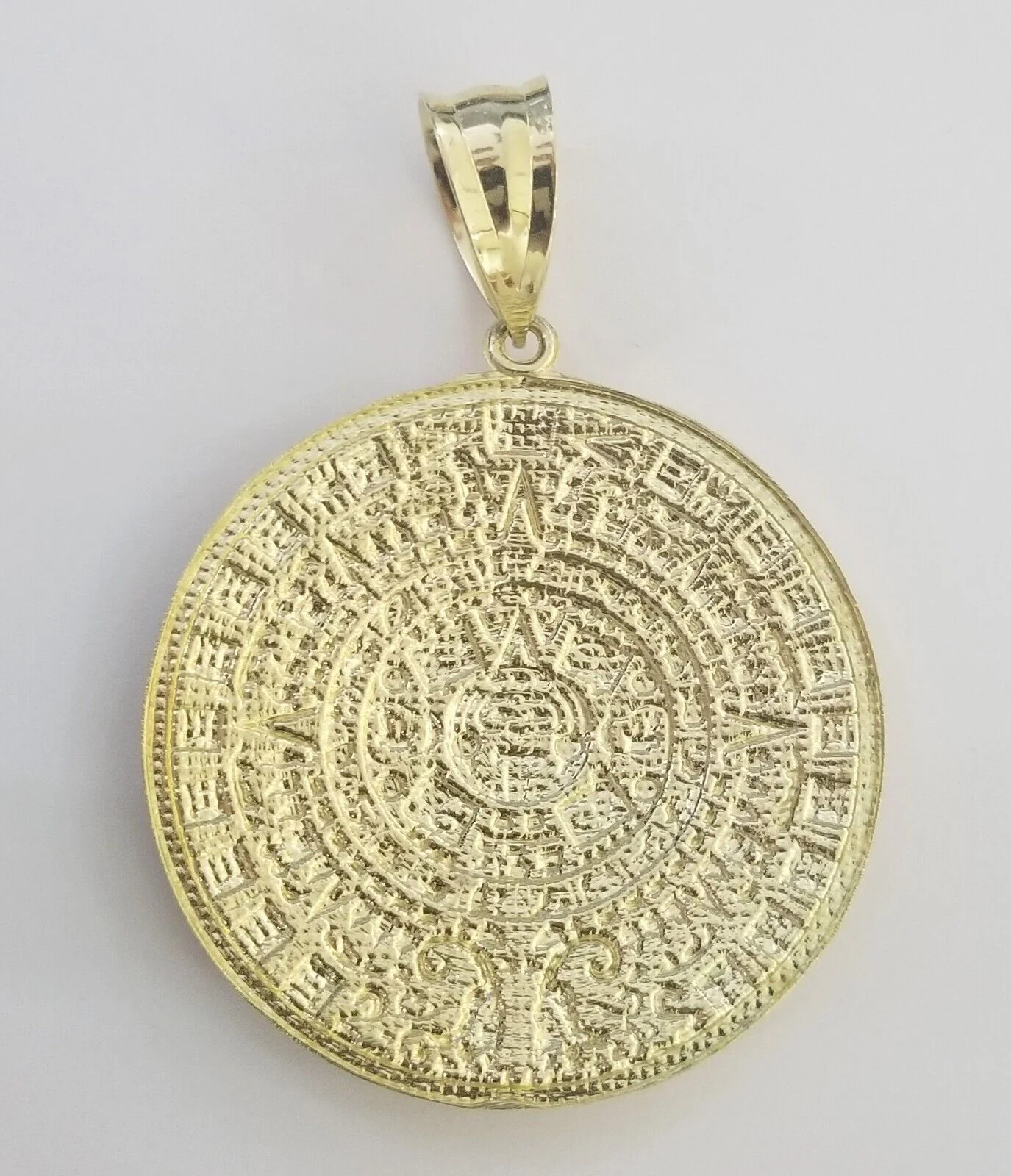 Real 10k Yellow Gold Pendant Circular Mayan Calendar Charm 2.5" SOLID 10kt - Image 5