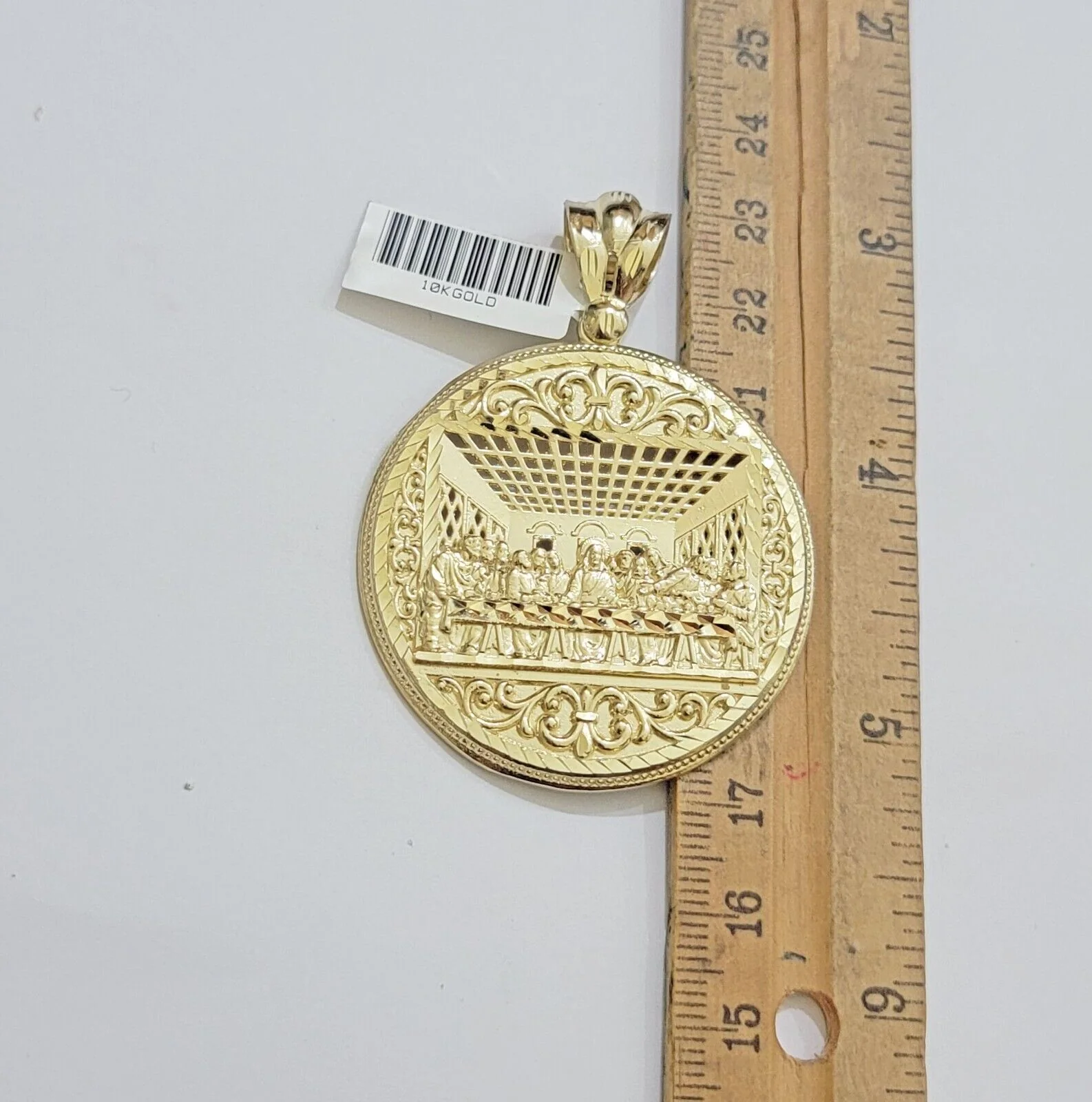 REAL 10k Yellow Gold Pendant Last Supper charm For Mens. - Image 2