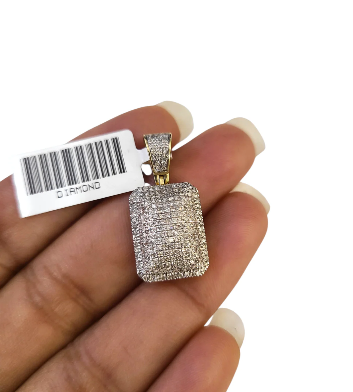 Real 10k Yellow Gold Pillow Diamond Charm Pendant 1'' inch Genuine 10kt - Image 3