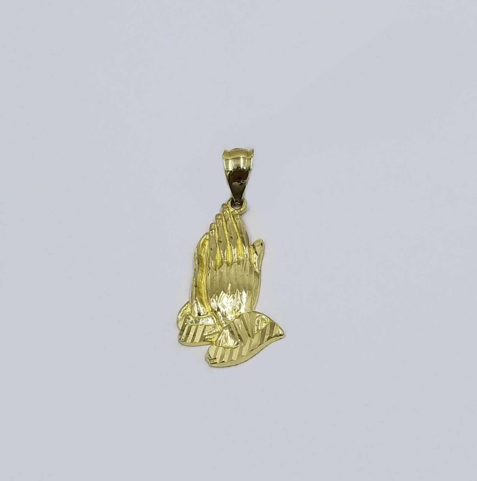 Real 10k Yellow Gold Praying Hand Charm Pendent Rope Chain 2.5mm 18" 20" 22" 24" - Image 2