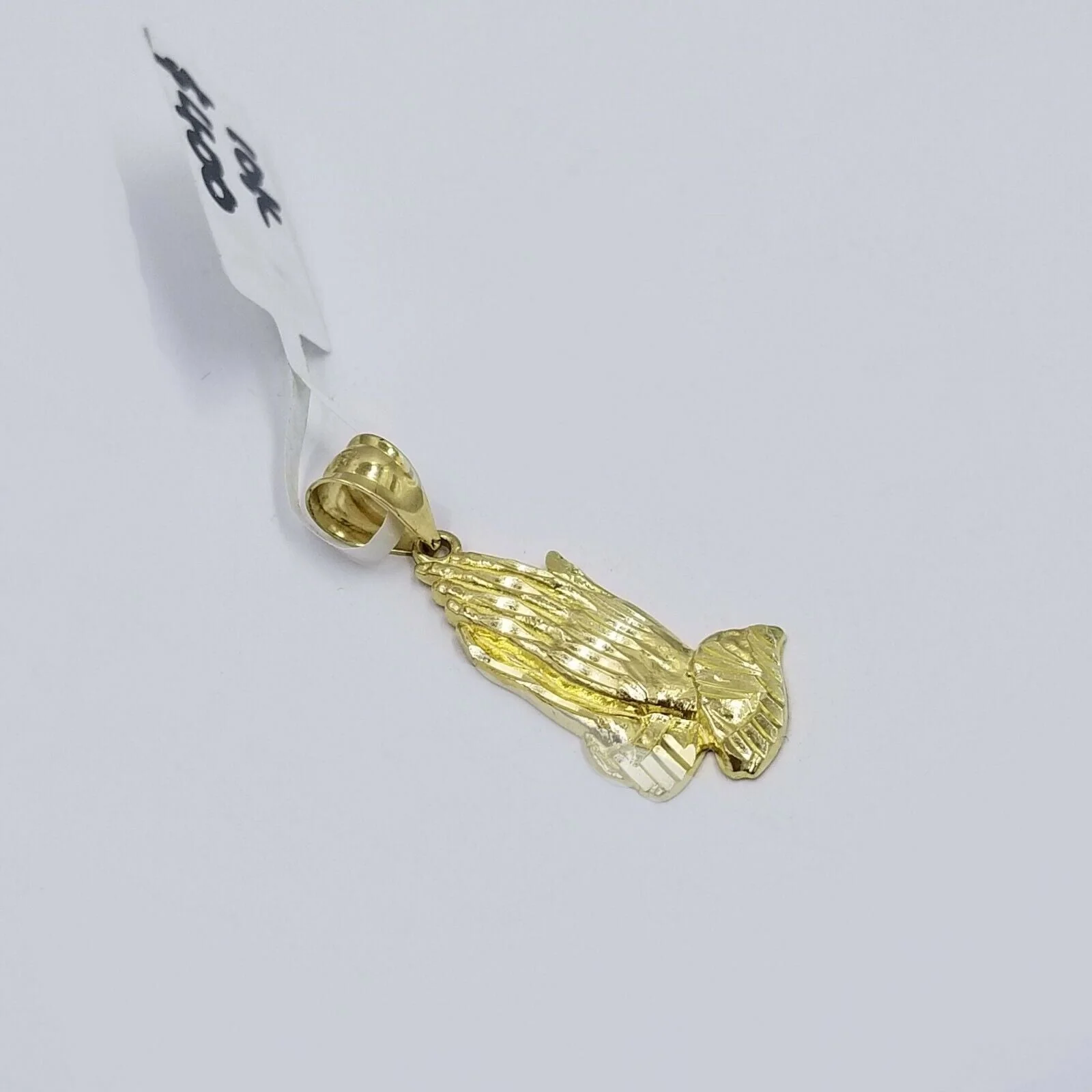 Real 10k Yellow Gold Praying Hand Charm Pendent Rope Chain 2.5mm 18" 20" 22" 24" - Image 3