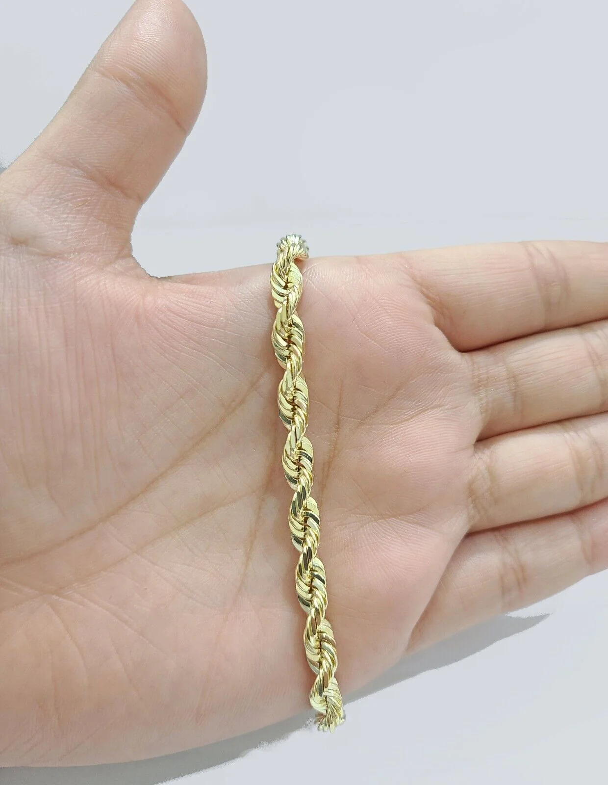 Real 10k Yellow Gold Rope Bracelet 8 Inch 5mm SOLID Diamond Cuts Men Women 10KT - Image 4