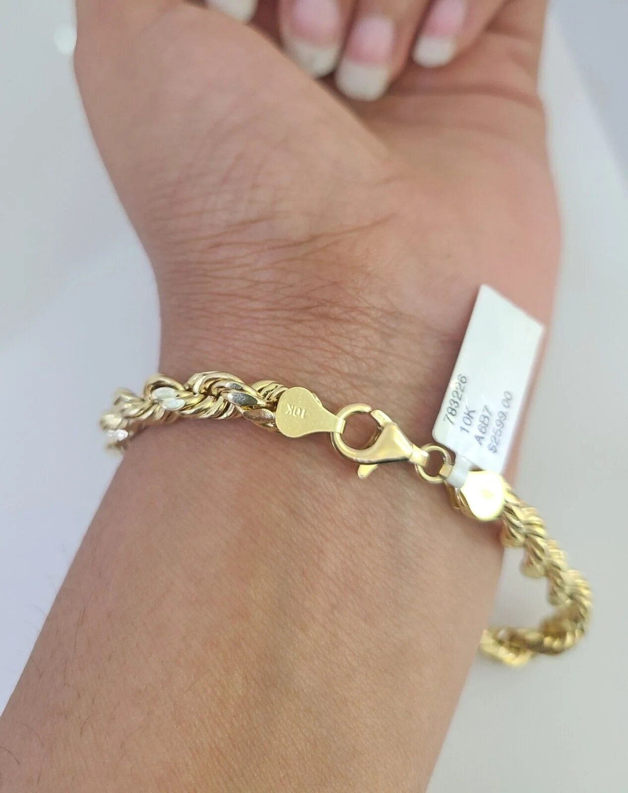 Real 10K Yellow Gold Rope Bracelet 8" Inch 8mm 10kt Men Women - Image 2