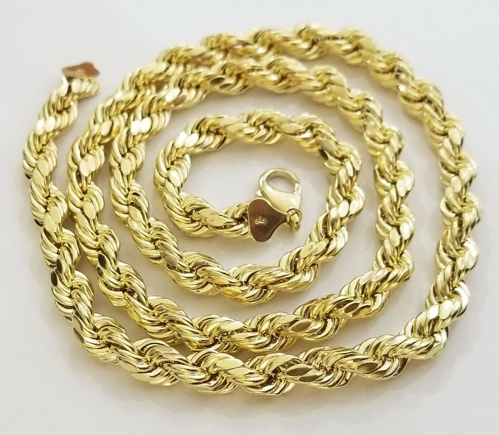 REAL 10k Yellow Gold Rope Chain 10mm 24" Men's thick necklace 10kt diamond cuts - Image 2
