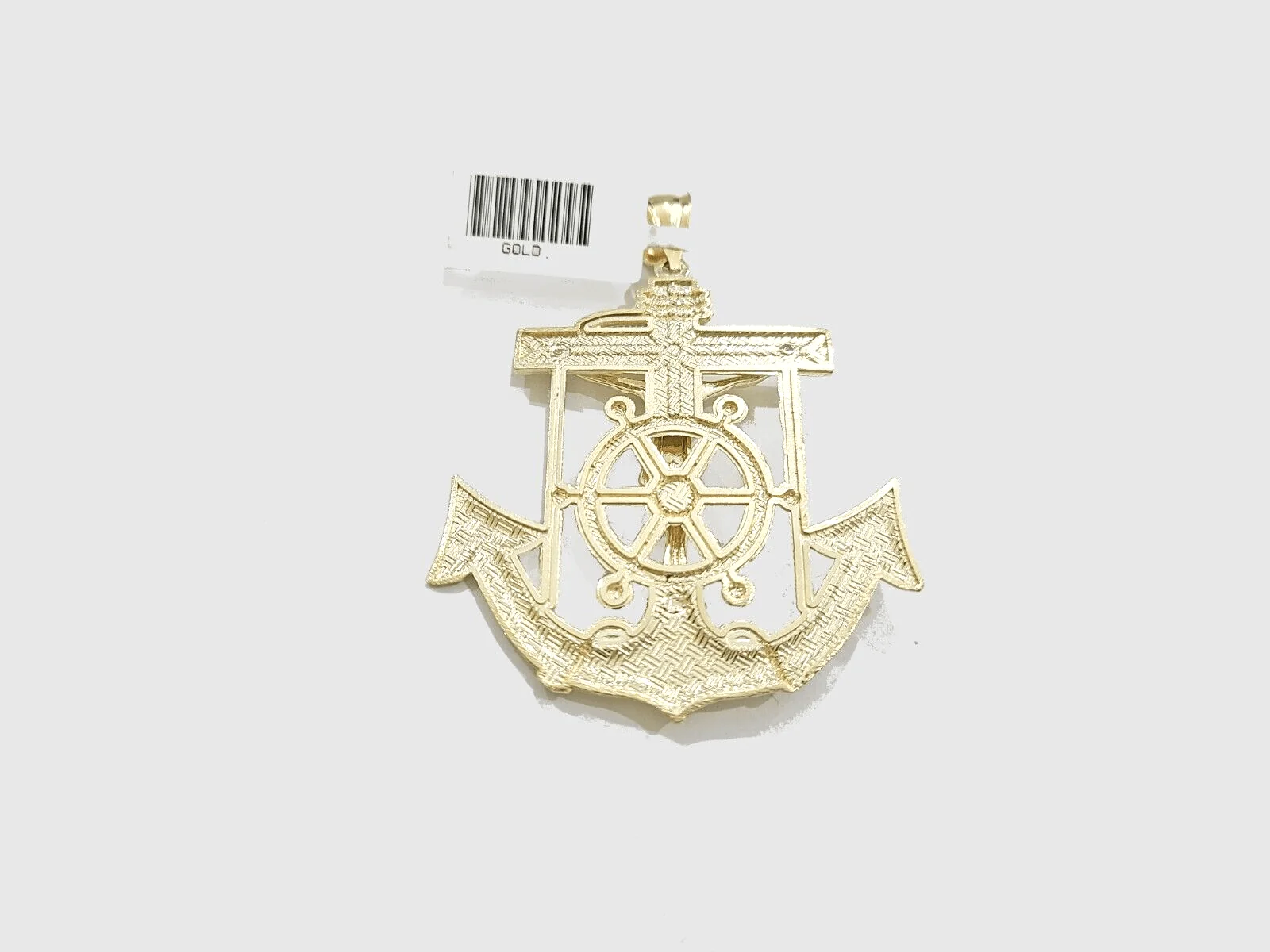 Real 10k Yellow Gold Rope Chain 22'' Necklace anchor cross charm pendant - Image 10
