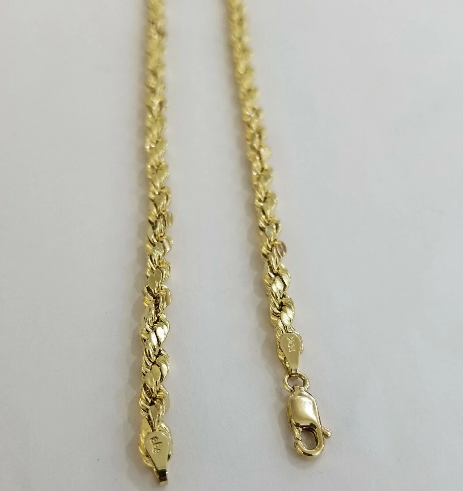 REAL 10k Yellow Gold Rope Chain 26" 4mm Diamond Cut Men Necklace - Image 3