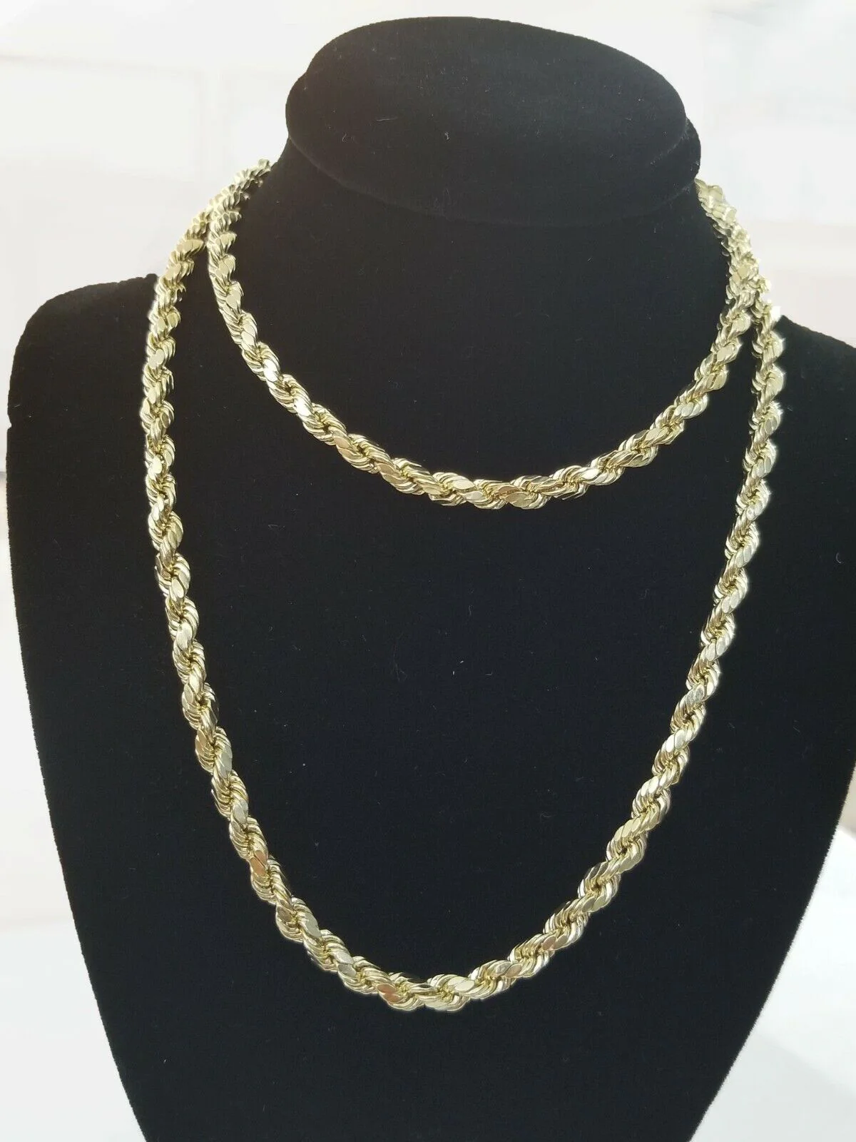 REAL 10k Yellow Gold Rope Chain 26" 4mm Diamond Cut Men Necklace - Image 7