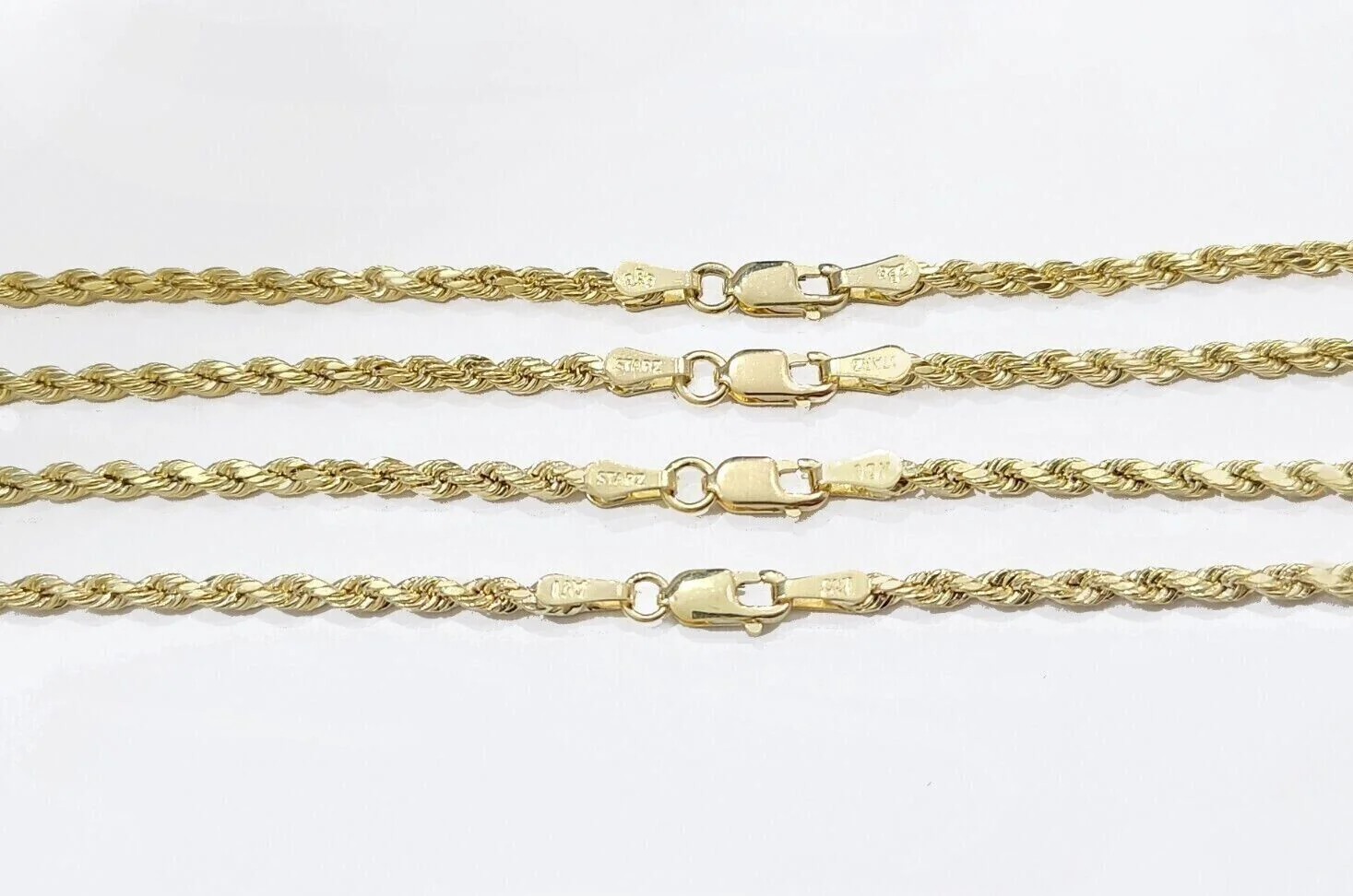Real 10K Yellow Gold Rope Chain 2mm  Necklace  18-26'' Inches Lobster Lock 10kt - Image 3