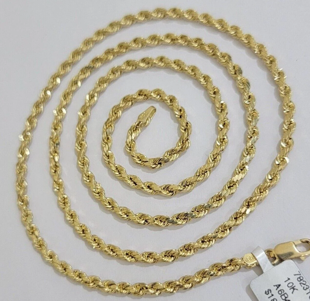 Real 10k Yellow Gold Rope Chain 3mm Necklace 16" - 28 Inch Diamond Cut men Women - Image 9