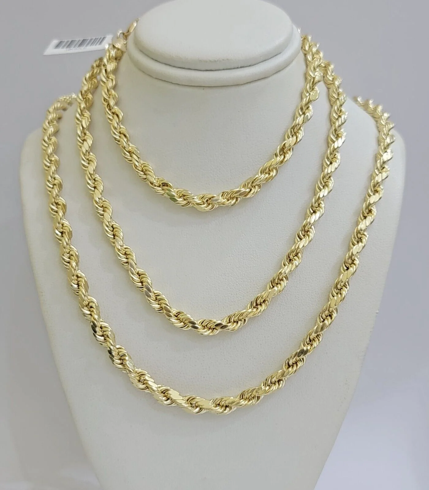 Real 10K Yellow Gold Rope Chain 6mm Necklace 20 in 22 in 24 in 26 in 28 in 30 in