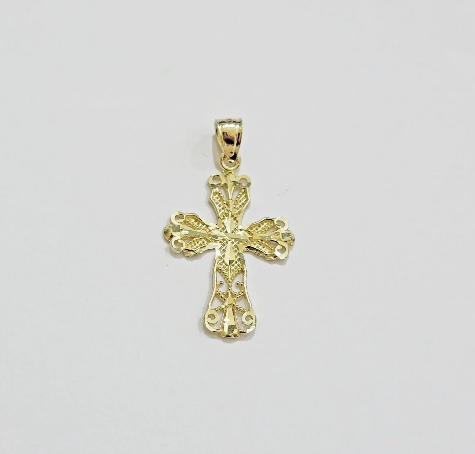Real 10k Yellow Gold Rope Chain Cross Charm Pendant SET 3mm Necklace 18 -28 Inch - Image 4