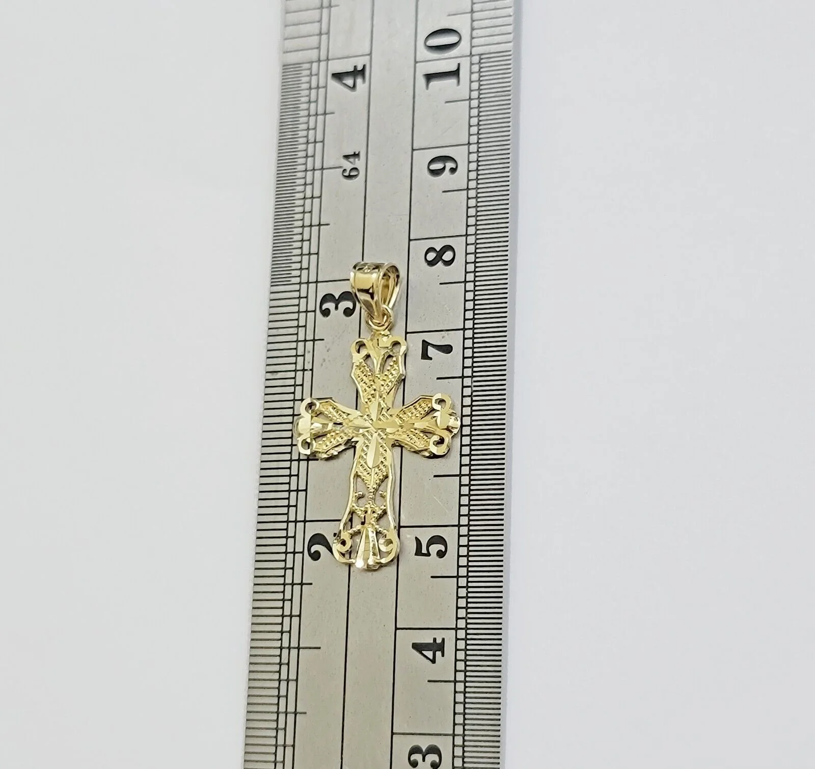 Real 10k Yellow Gold Rope Chain Cross Charm Pendant SET 3mm Necklace 18 -28 Inch - Image 9