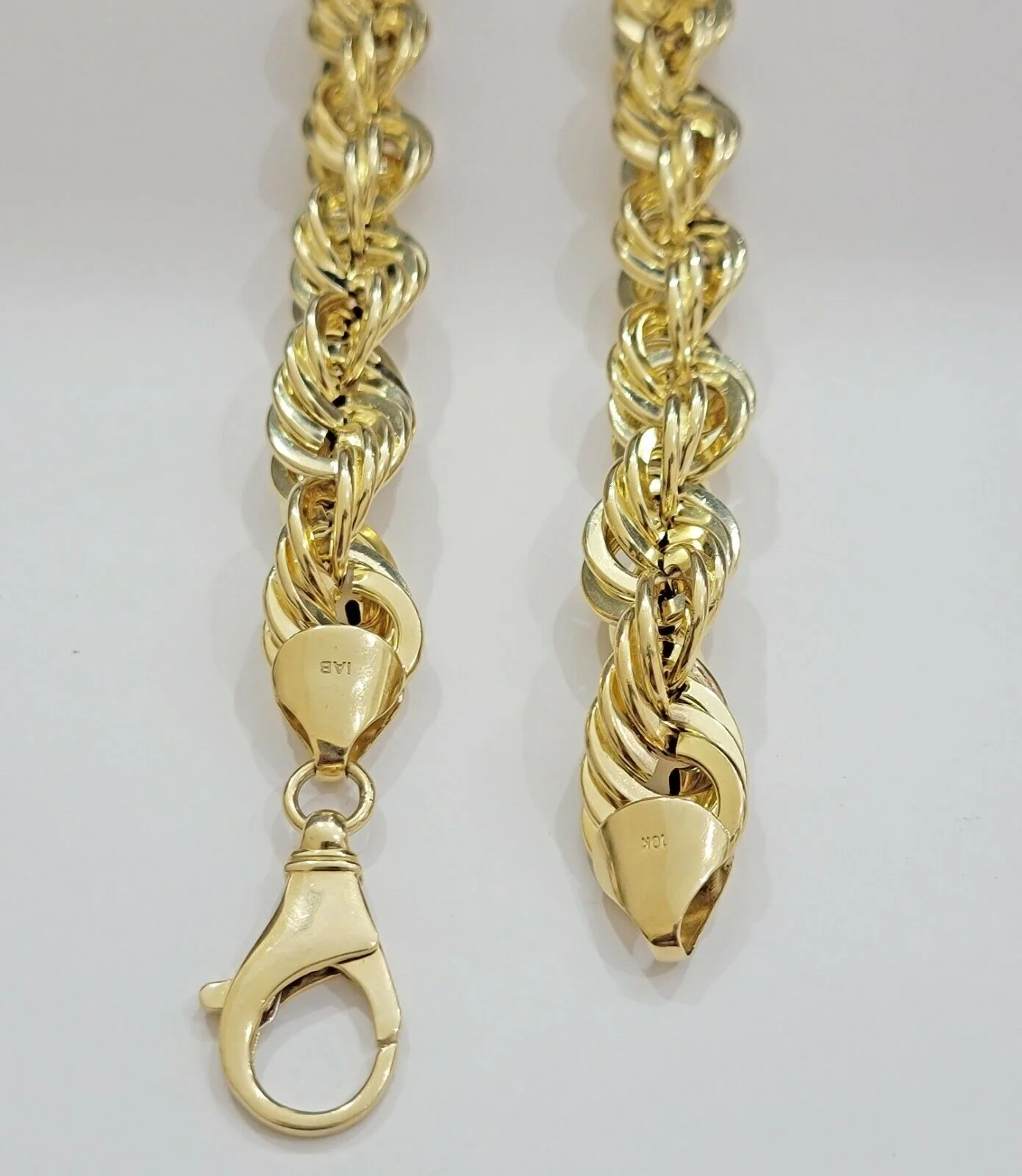 REAL 10K Yellow Gold Rope Chain Necklace 15MM 22" Inch Choker Diamond Cut SALE - Image 7
