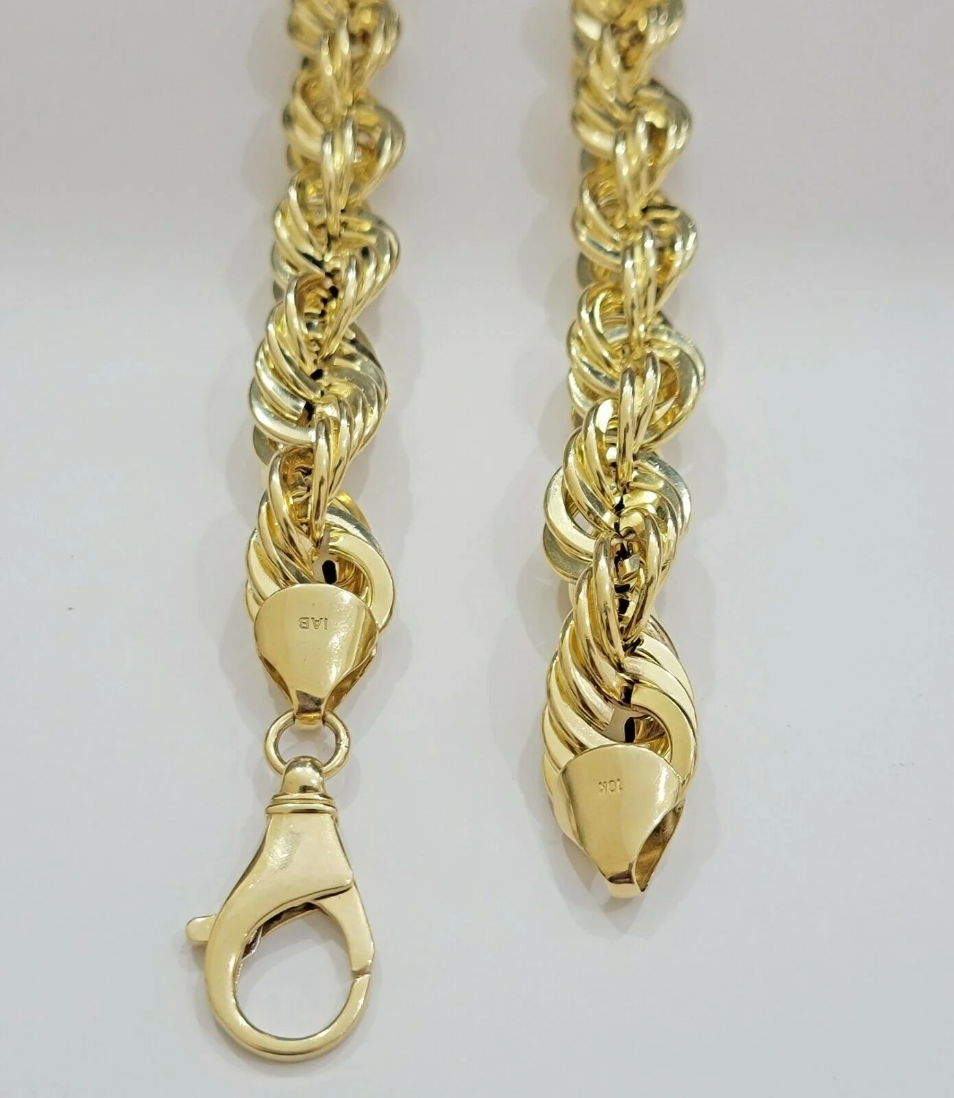 REAL 10K Yellow Gold Rope Chain Necklace 15MM Thick 22" Diamond Cut MEN'S,SHORT - Image 7