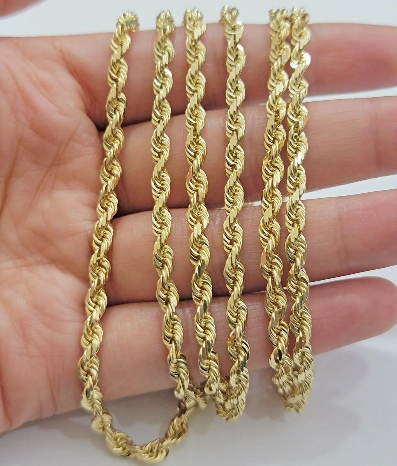 Real 10k Yellow Gold Rope Chain necklace 18 inch - 28 inch SOLID 4mm Mens Women - Image 3