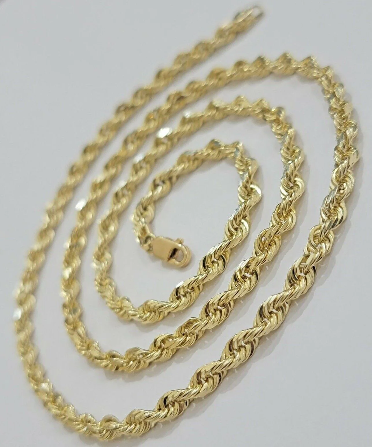 Real 10k Yellow Gold Rope Chain necklace 18 inch - 28 inch SOLID 4mm Mens Women - Image 5