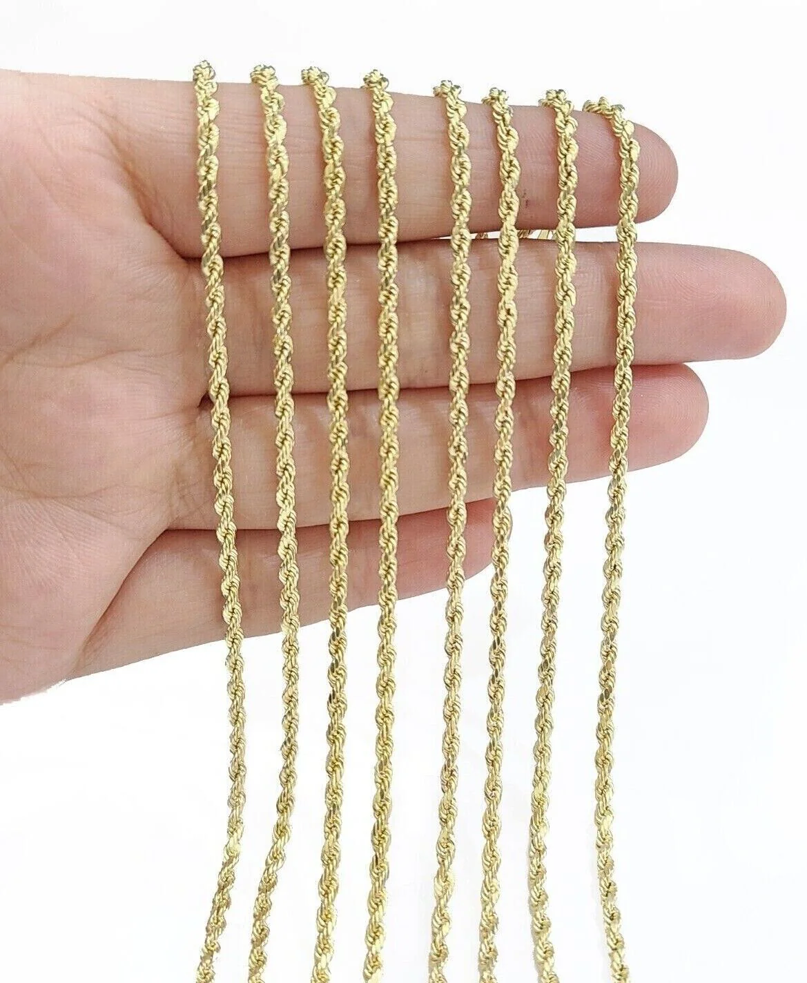 Real 10k Yellow Gold Rope Chain Necklace 2.5mm 16-26 Inch Diamond Cut 10kt - Image 2