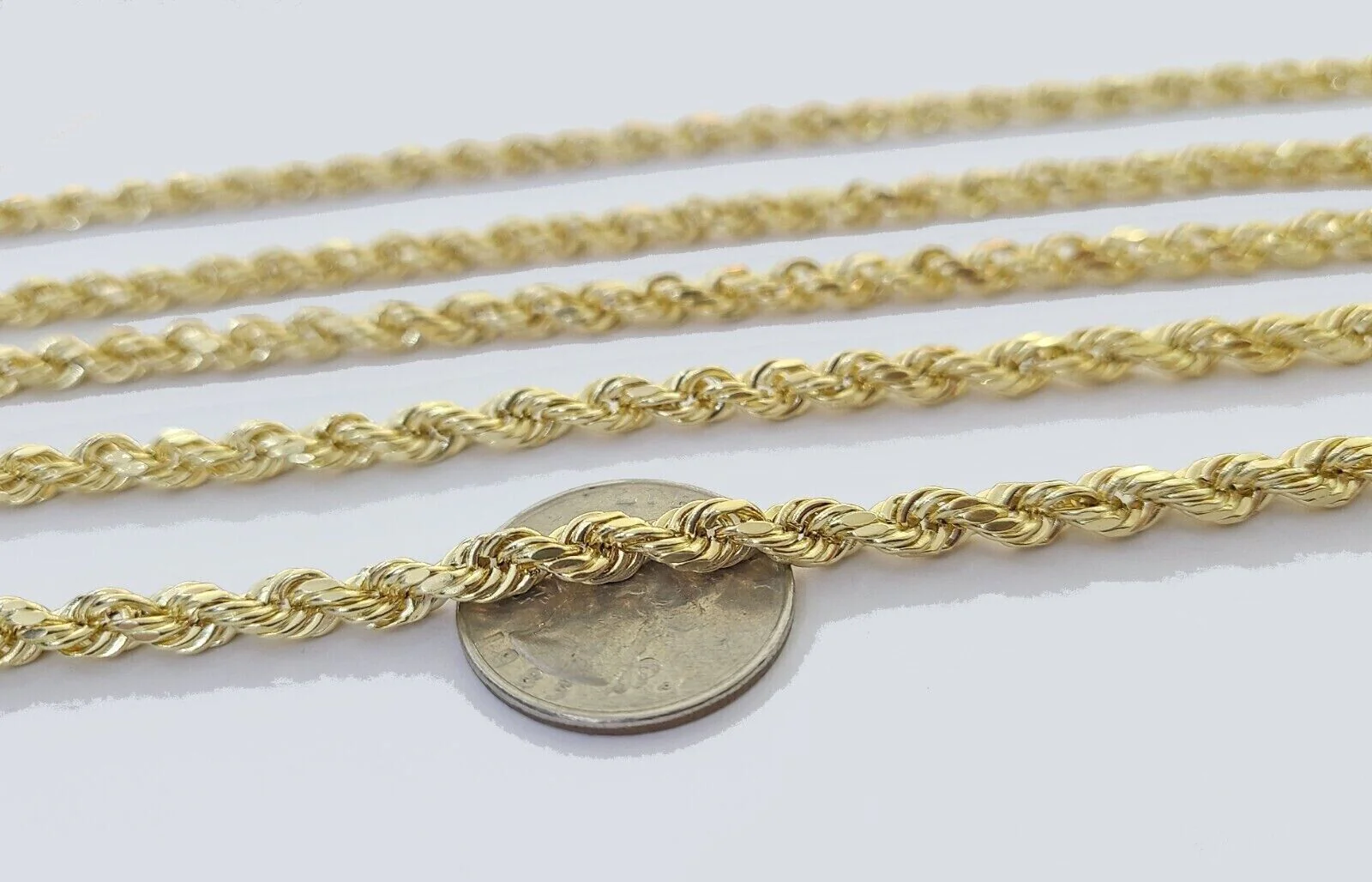 Real 10k Yellow Gold Rope Chain Necklace 4mm 18-28 Inch Diamond Cut Mens 10kt - Image 10