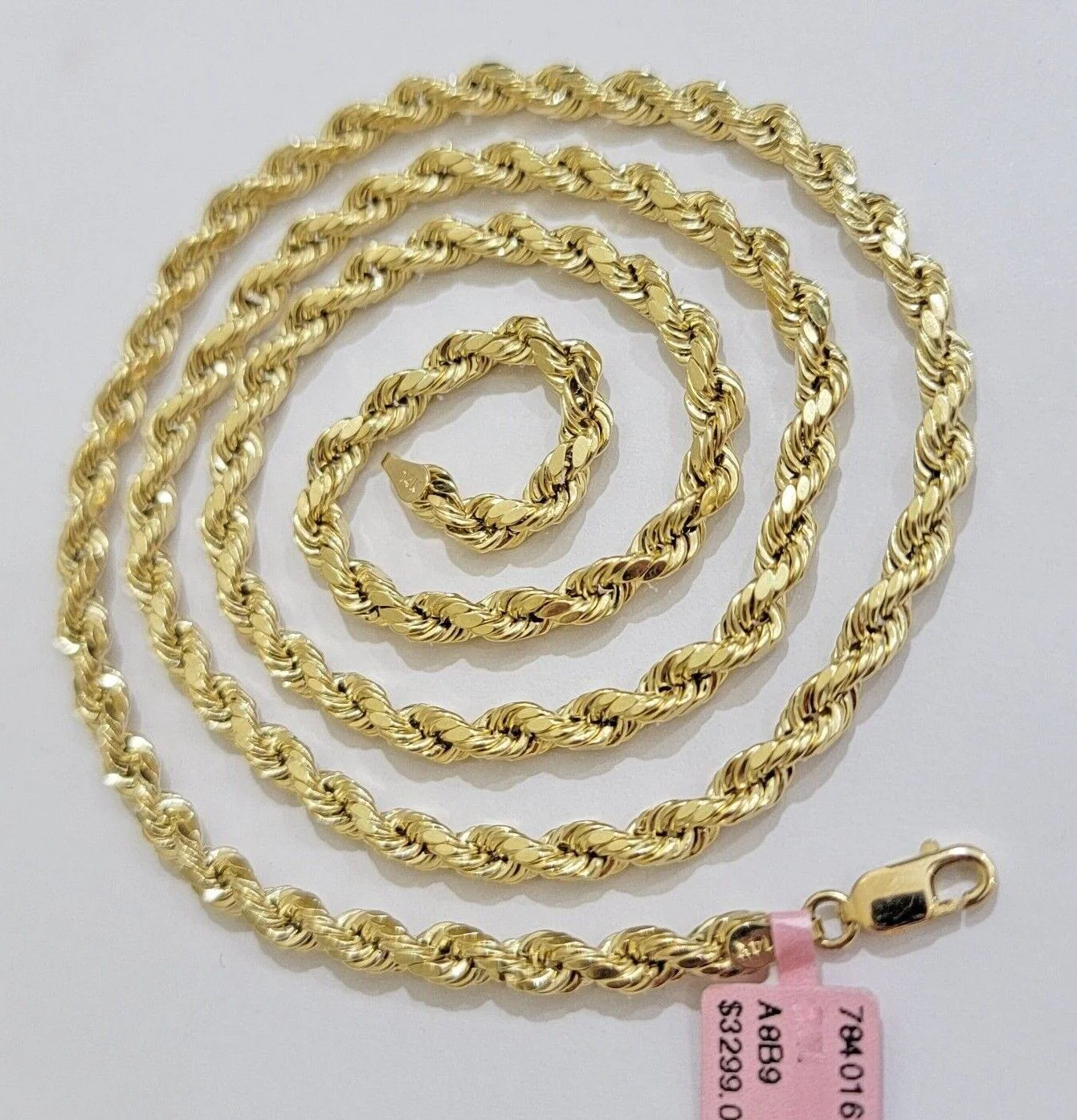 Real 10k Yellow Gold Rope Chain Necklace 4mm 18-28 Inch Diamond Cut Mens 10kt - Image 9