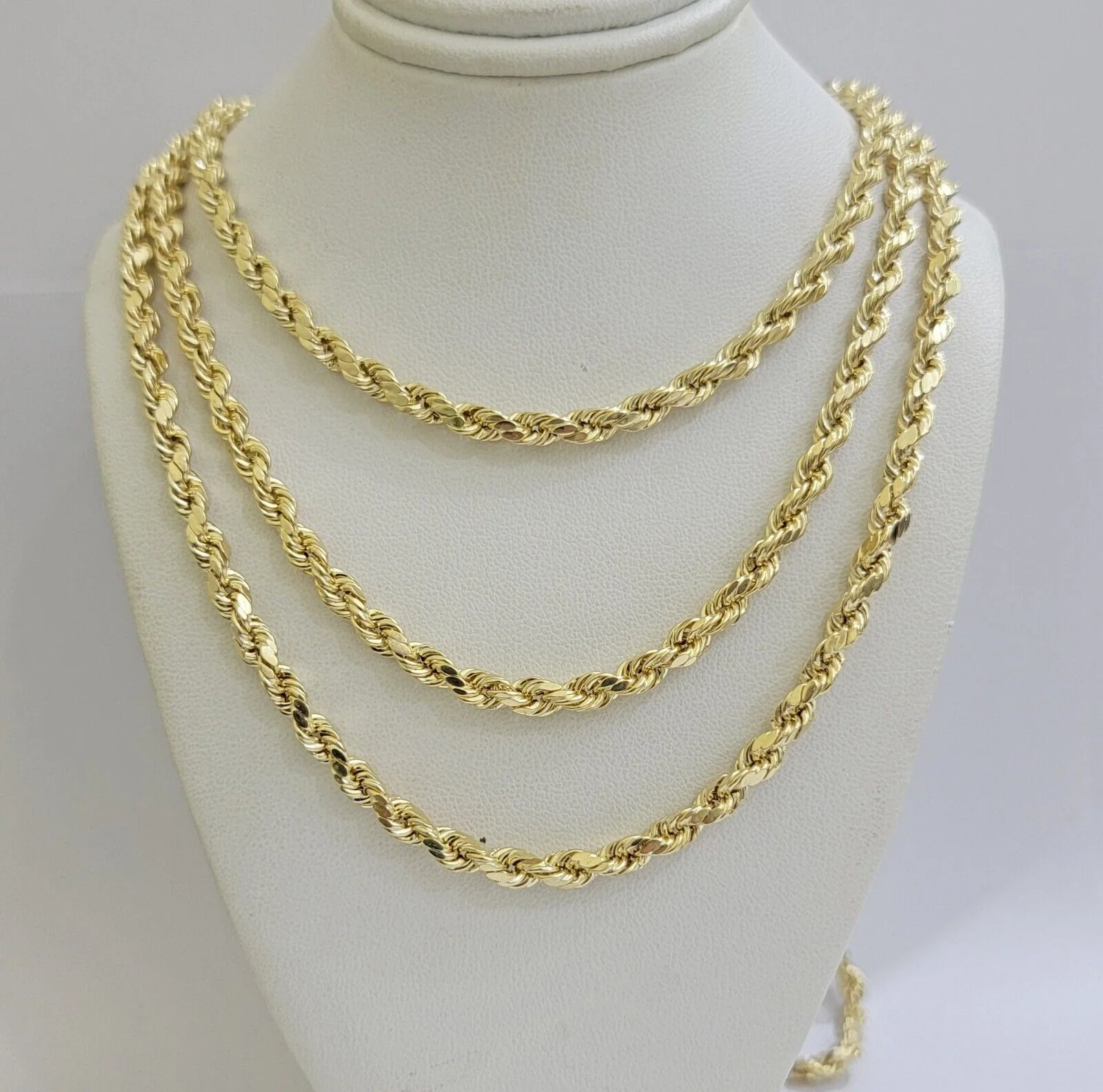 Real 10K Yellow Gold Rope Chain Necklace 5mm  Necklace 18" - 30 Inch 10kt Mens - Image 12
