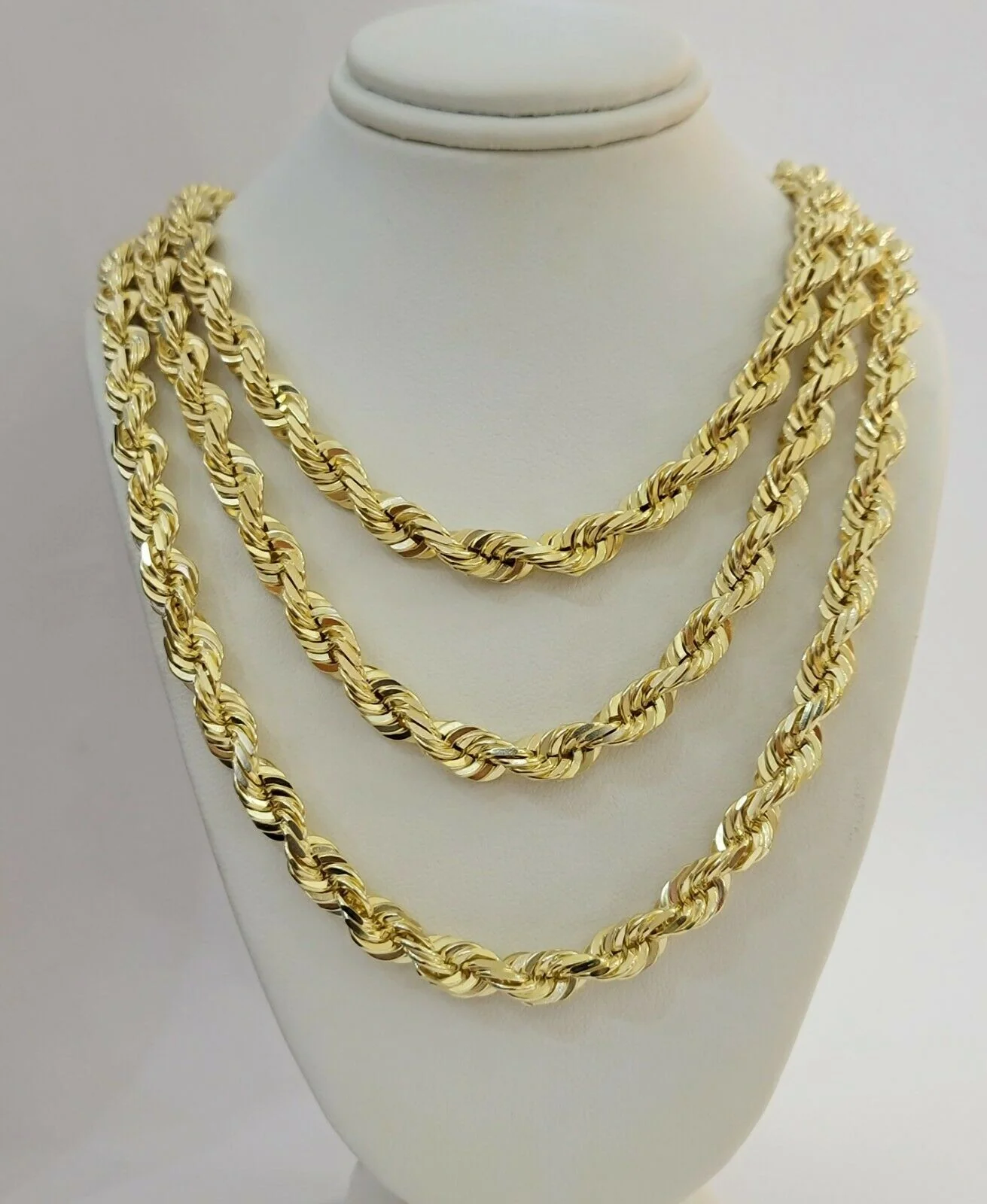 Real 10k Yellow Gold Rope Chain Solid Mens Necklace 8mm 24" Inch Diamond cut 10k - Image 6